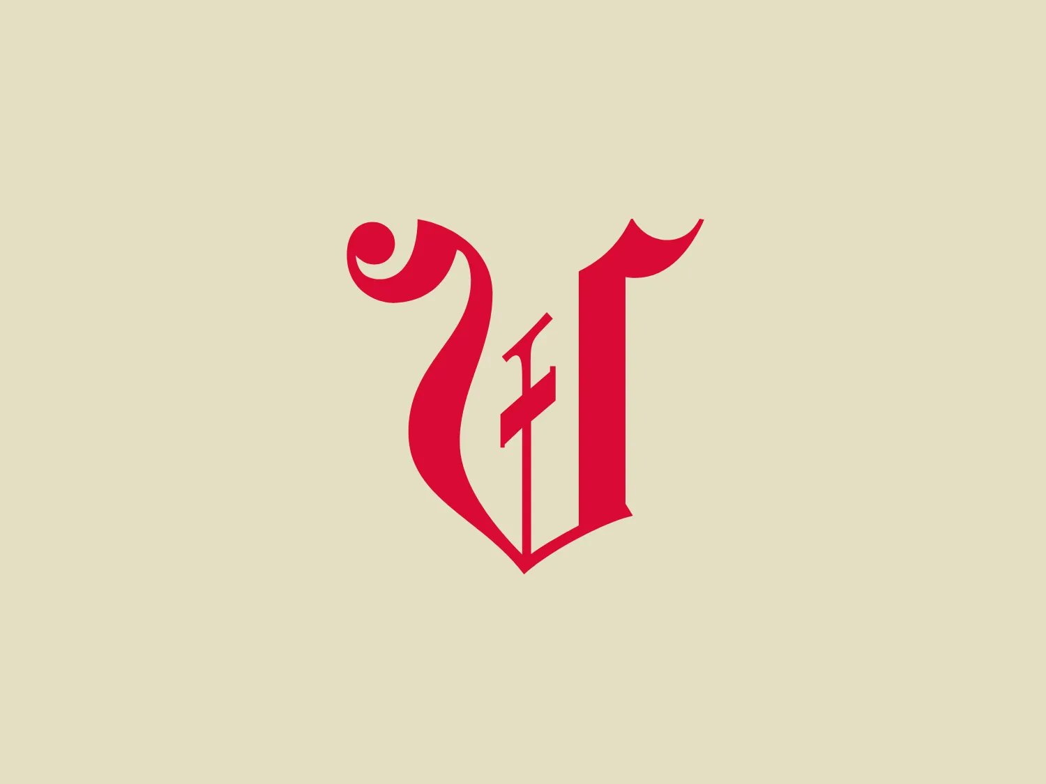 The La Voz de Galicia logo features a stylized monogram in vibrant red with a gradient for depth. The flowing lines combine traditional calligraphy with modern design for an elegant and balanced aesthetic. The first character's swirls and intricate curves contrast against the linear and geometric second character, creating visual harmony.