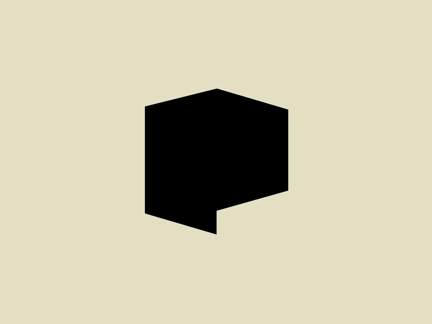 The Pooliestudios logo showcases a minimalist black hexagon with one extended side folded beneath, creating a three-dimensional effect. The modern, sleek aesthetic utilizes a monochromatic palette and geometric simplicity, with clean, sharp edges and lines promoting a professional and contemporary feel. The clever use of perspective and shadow creates the illusion of a cube viewed from an angle.