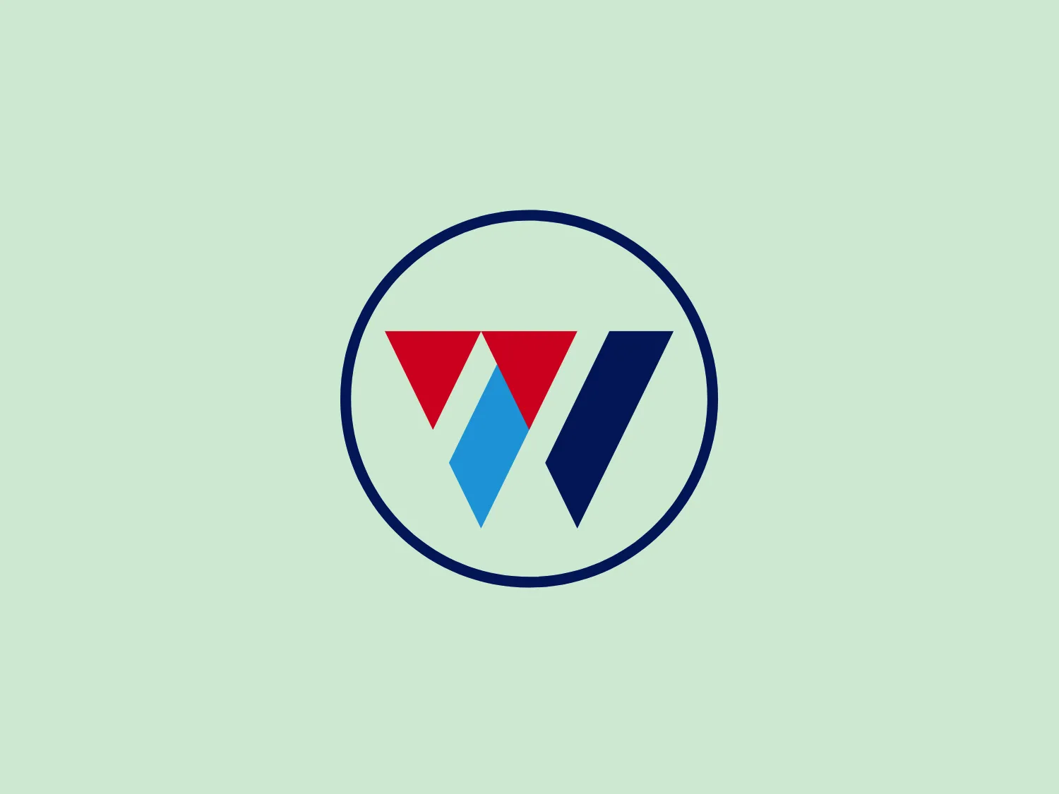The Westminster Motors logo features a stylized 'W' composed of three geometric shapes within a circle. There is a red triangle pointing upwards on the left, followed by a light blue triangle pointing downwards and slightly to the right that overlaps the red triangle, and a dark blue parallelogram on the right that aligns with the light blue triangle on one side. These shapes represent the letter in a modern and minimalist fashion, with the sharp edges conveying a sense of precision and dynamism. The color palette employs primary and secondary colors that evoke reliability and professionalism. The overall design aesthetic is clean and contemporary, making it easily recognizable and scalable for various applications.