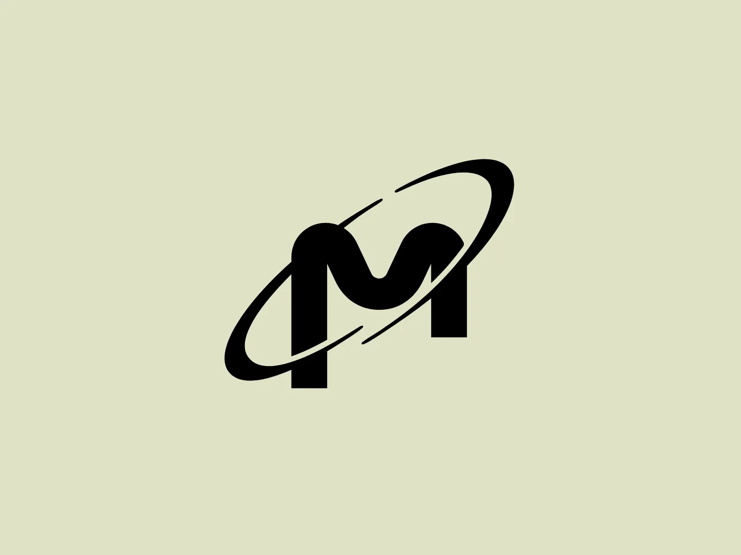 The Micron logo showcases a modern and minimalistic design, highlighting a stylized 'M' in the center. The black 'M' is composed of smooth curves with varying line widths, creating a dynamic, flowing effect. Encapsulated within an elongated oval shape, the design gives the appearance of orbiting around the 'M'. The clean contrast between the black elements and a potential light background would be eye-catching.