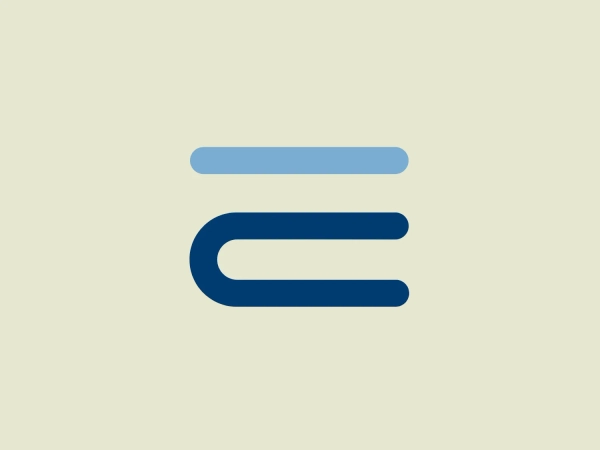 The Elettronica logo consists of two stylized elements: a horizontal bar on top and a curved, elongated shape beneath it resembling a lowercase "e" without the eye. Both elements share a sleek and modern aesthetic with sharp, clean lines. The monochromatic blue color scheme adds simplicity and professionalism, with a darker shade on the elongated "e" and a lighter shade on the horizontal bar.