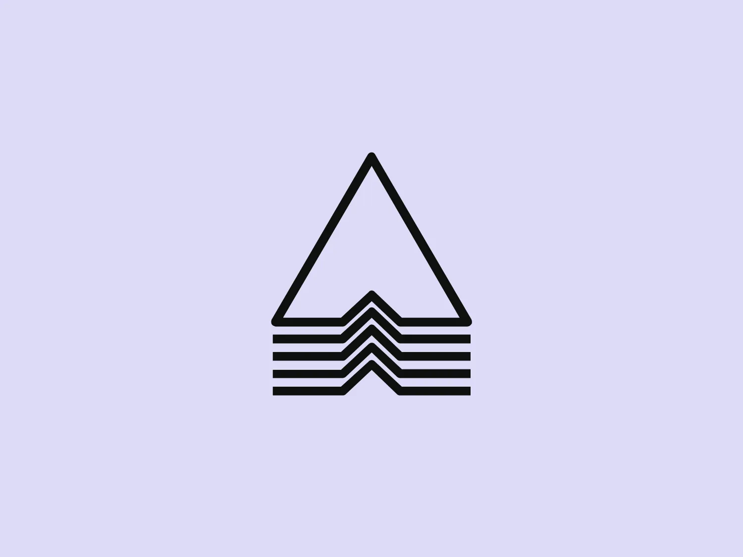 The logo for Arbonia Forster Holding features a stylized, geometric interpretation of a mountain or pyramid-like structure, composed of bold, black lines. The design is minimalist and modern, with an equilateral triangle shape extending its base into seven horizontal lines of varying length. This creates a layered effect, giving the impression of depth and perspective, reminiscent of terraces or a topographic map. The lines form sharp angles meeting at the triangle's midpoints, creating a chevron pattern in the negative space. This simple yet elegant design is versatile and would likely appeal to companies or brands seeking a clean, contemporary aesthetic.