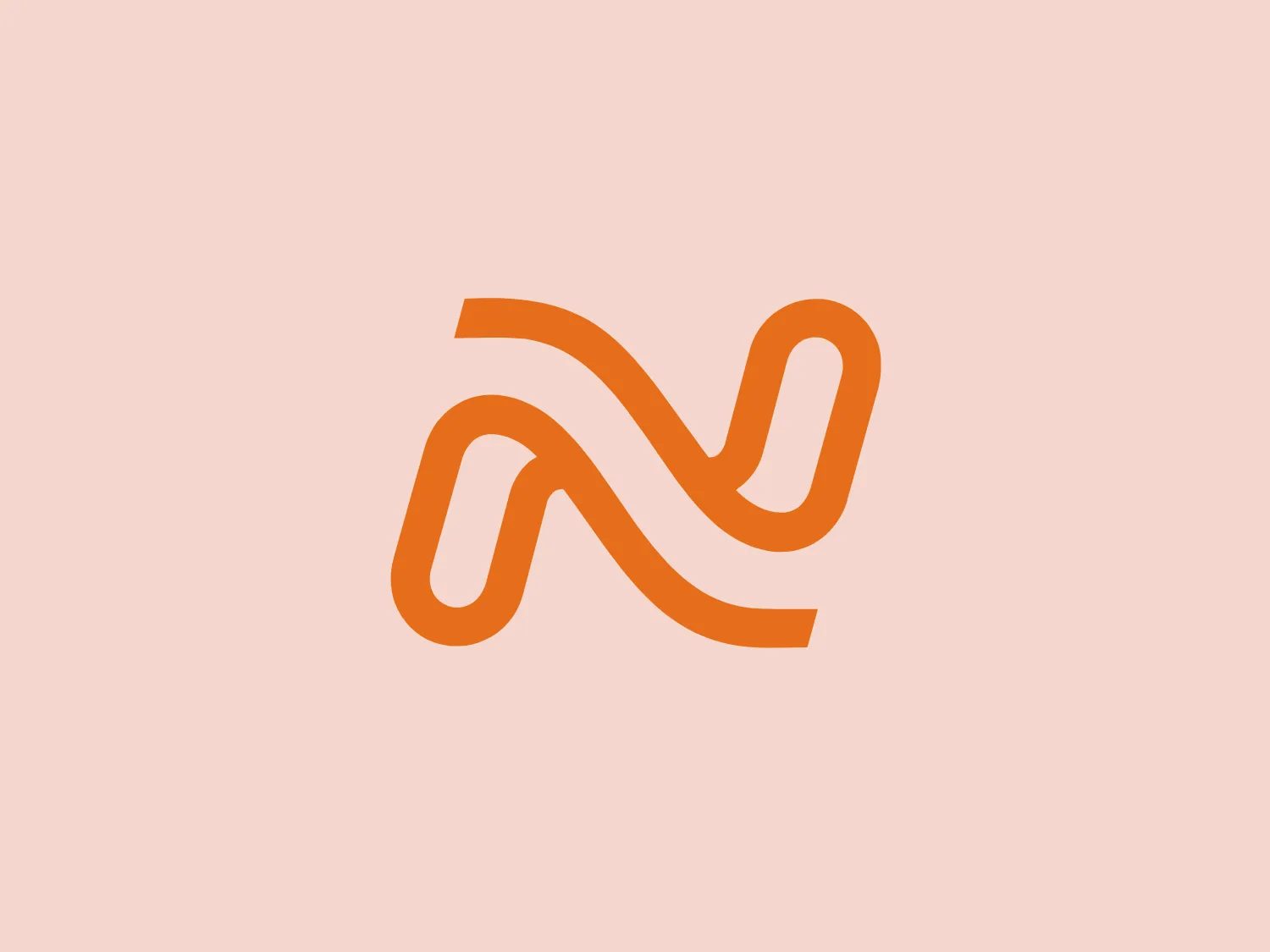 The logo in the image features a modern, abstract design that resembles a stylized, flowing ribbon or an infinity symbol with a dynamic twist. The emblem is composed of smooth, curved lines that create a sense of movement and continuity. It is rendered in a vibrant orange shade with a gradient that adds depth, highlighting the curves and giving the logo a three-dimensional effect. The overall aesthetic is sleek, professional, and would be suitable for a variety of contemporary brands or companies seeking to convey innovation and fluidity.