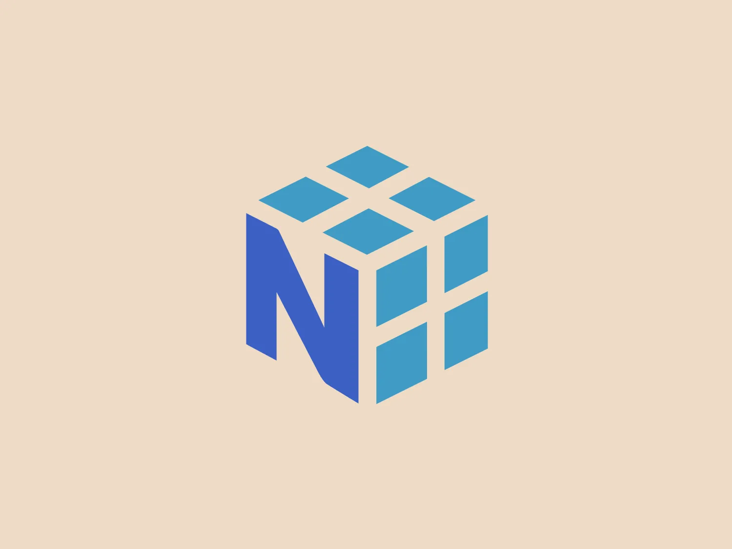 The NumPy logo features a stylized cube with a three-dimensional effect in various shades of blue. The lighter blue appears on the top and front-facing surfaces, while a darker blue accents the sides, creating depth. White spaces outline the cube's edges and split it into individual blocks. Notably, the negative space forms the letters 'N' and 'P,' representing the entity's initials. The overall aesthetic is modern, clean, and tech-savvy, suiting a technology company or digital brand.