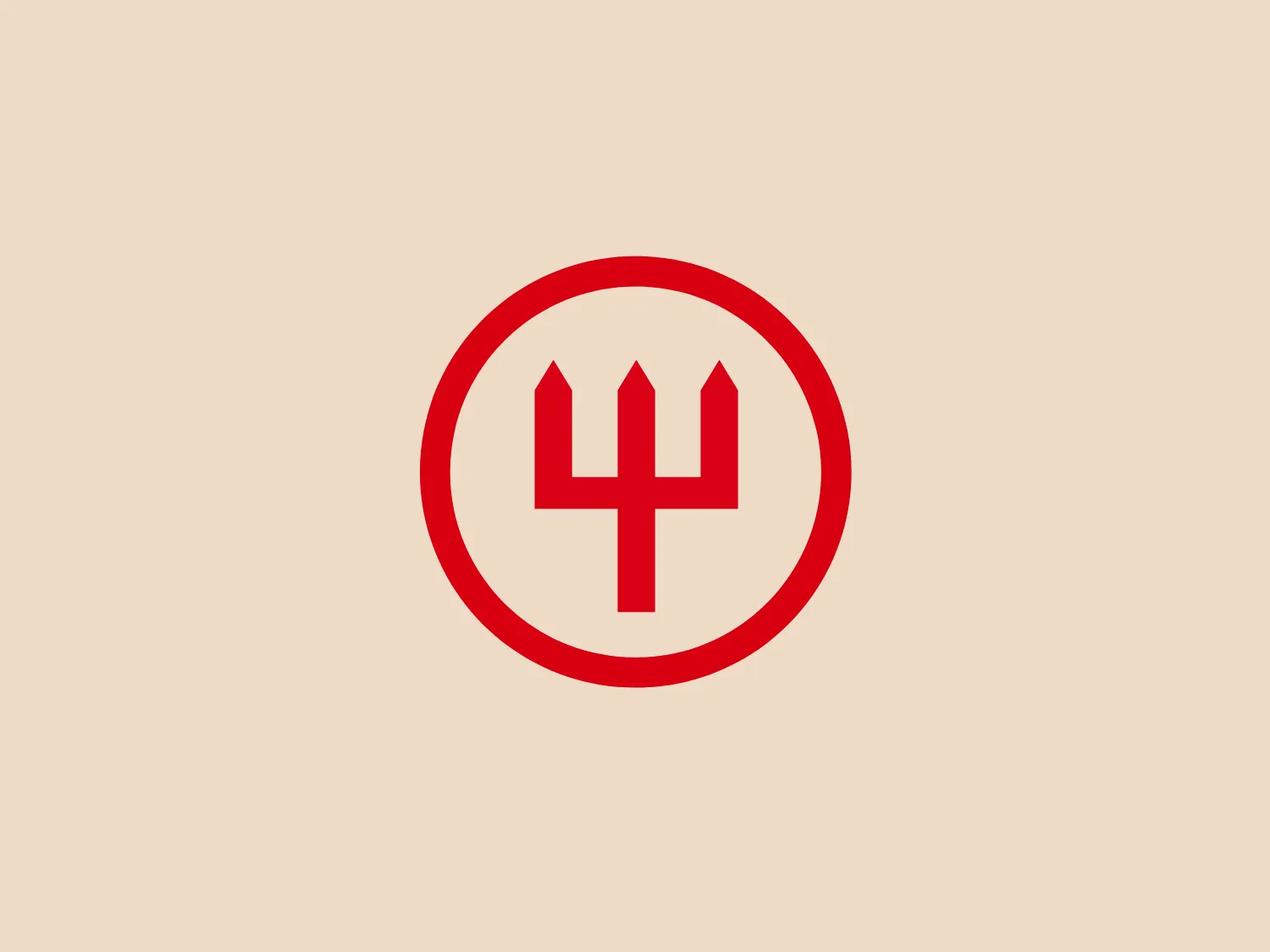 The Wüsthof logo showcases a striking, crimson red trident symbol encased within a circular border of the same color. The design boasts a clean and minimalistic aesthetic, comprised of geometric shapes with the trident pointing upwards, symbolizing strength and power. The central column of the trident is elongated, while the outer prongs are shorter with pointed tips, resulting in a balanced and symmetrical appearance. The integration of negative space between the prongs adds a modern flair to the overall design. To complement the vibrancy of the crimson, a contrasting background is recommended without overshadowing the powerful and simple nature of the logo.