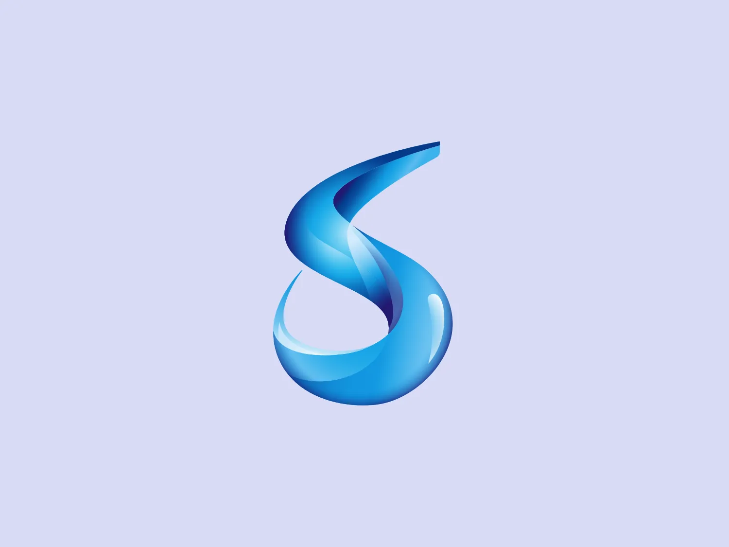 The Solvay logo is a stylized, abstract letter "S" with a dynamic, flowing design that conveys motion and fluidity. It features a gradient of blues, ranging from a light, icy blue to a deeper, more saturated azure, giving it a sense of depth and dimensionality. The overlapping segments have highlights and shadows that add to the three-dimensional feel, with the use of white gradients enhancing this effect. The overall aesthetic suggests sleekness, innovation, and modernity, and would resonate with a tech or aquatic theme. Considering the logo's cool tones, a background color that complements without overwhelming would be beneficial.