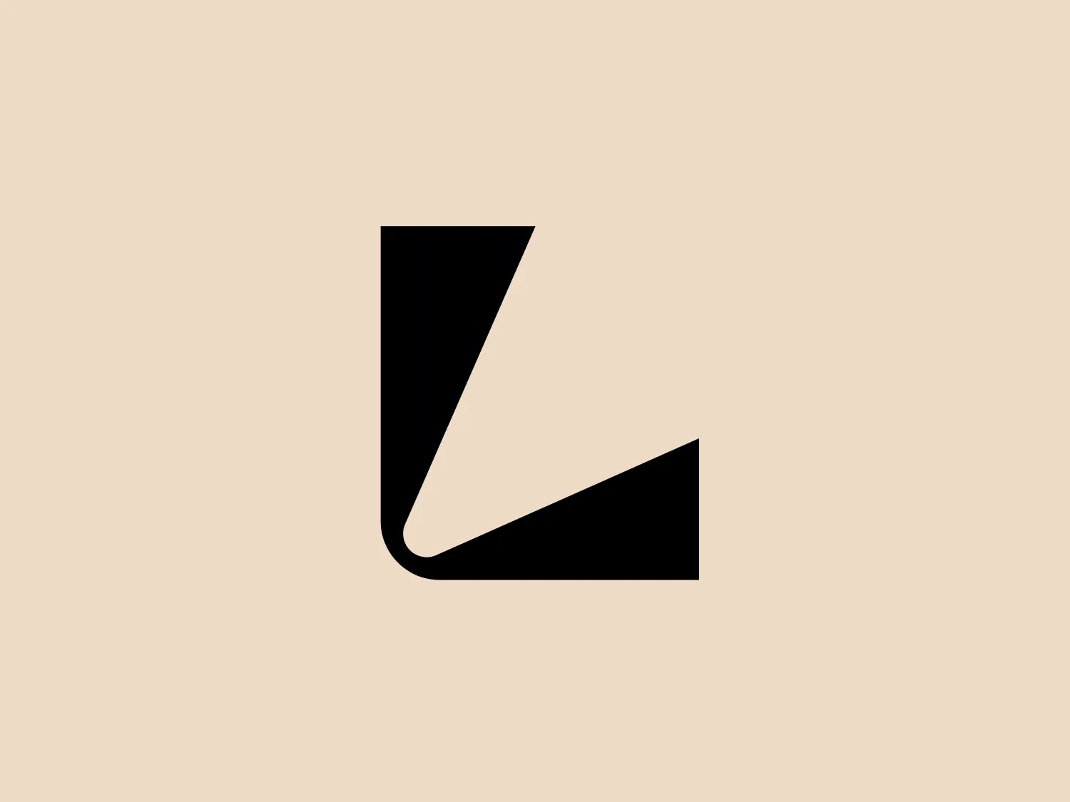 The Lauda logo is a minimalistic, bold design consisting of a black geometric shape resembling a stylized letter "L." It features a prominent right angle for stability and structure, with the use of negative space adding elegance and simplicity. The overall aesthetic is sophisticated, making it well-suited for industries that prefer a clean and contemporary branding approach.