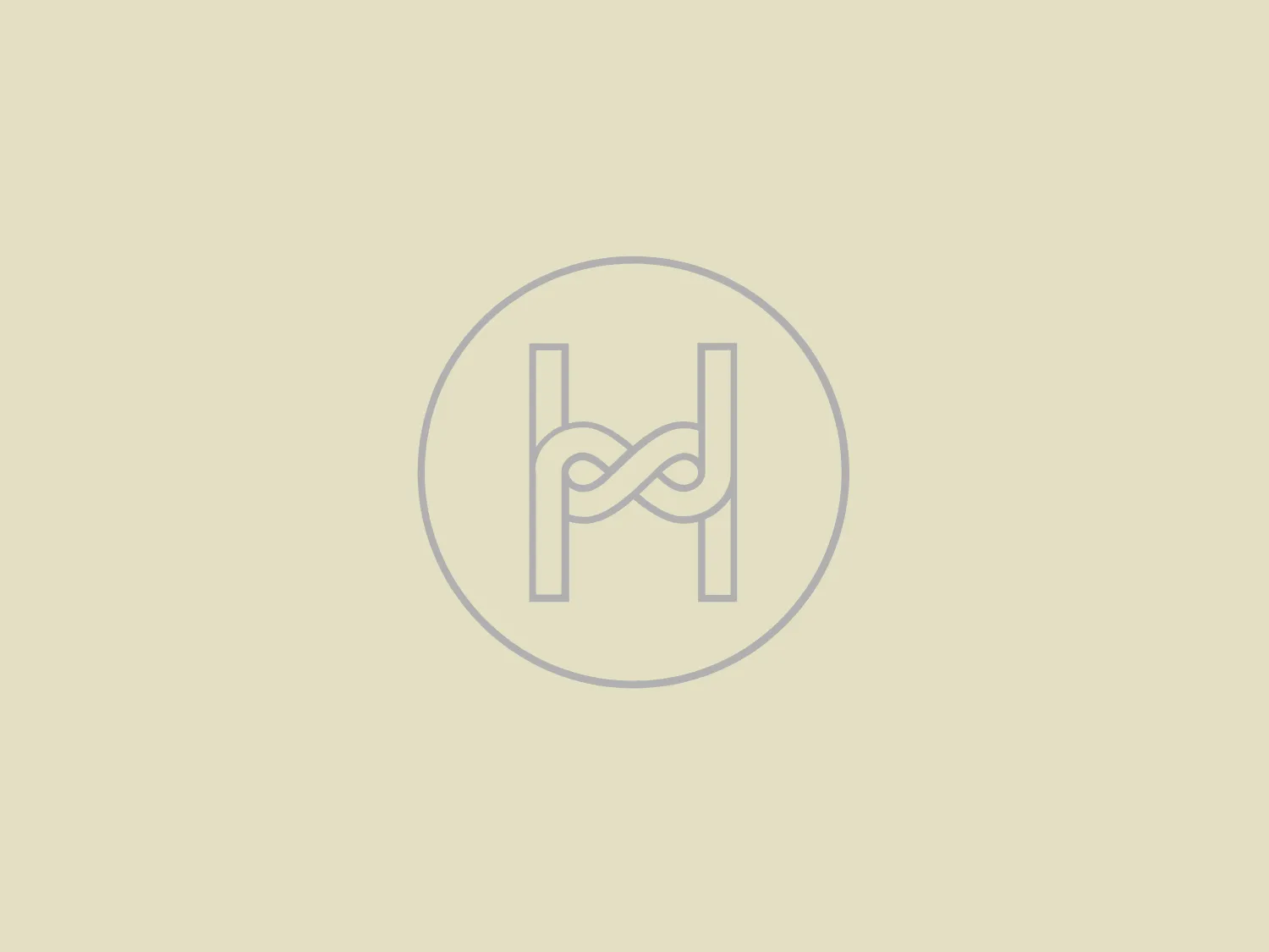 The logo for Forever Hope incorporates a modern and minimalist design, featuring intertwined letters "h" and "d" forming an abstract shape symbolizing connectivity and fluidity. The monochromatic palette of soft grey and the enclosed grey circle give it a clean and professional finish, making it adaptable for diverse applications.