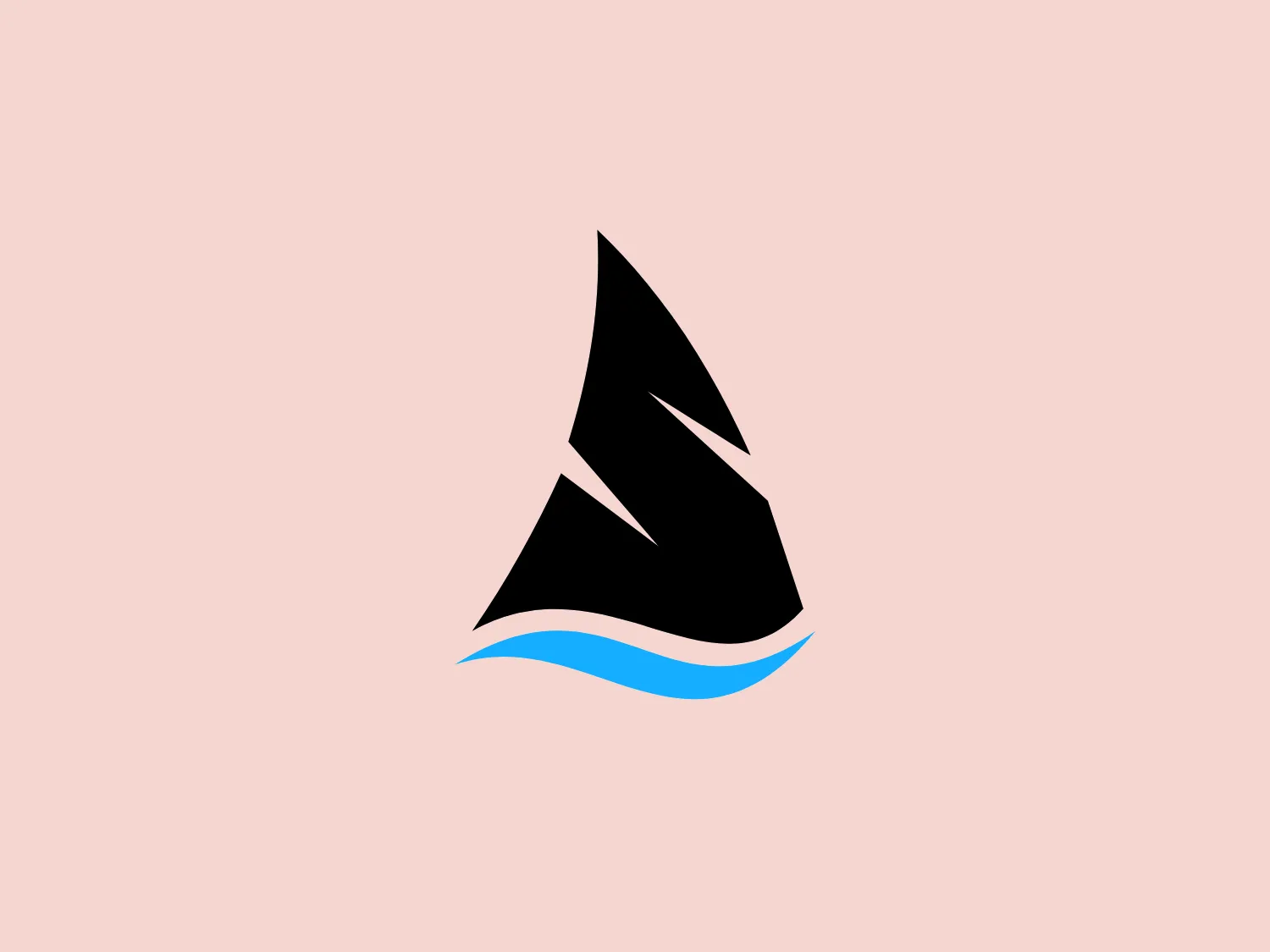 The Sealutions logo showcases a stylized sailboat with a modern and dynamic design approach. The sails are represented by three solid black, sharply angled segments, evoking a sense of movement and a strong breeze. Below the sails, a single, flowing line in sky blue suggests the presence of water or waves. The use of geometric shapes and a limited color palette of black and blue contribute to its simplicity and contrast, making it stand out against a light background.