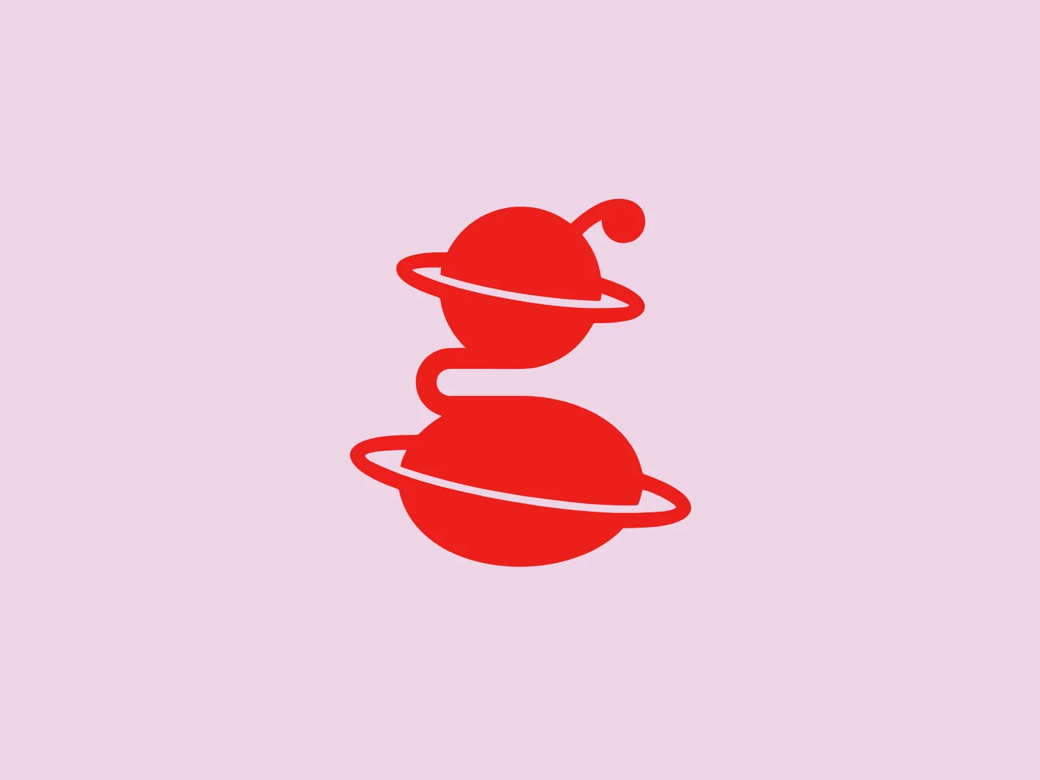 The Gravity Leadership logo is an abstract depiction of a stack of three playful and futuristic celestial bodies. The design utilizes a bright red color with white accents, emphasizing the orbiting rings. The topmost planet includes a whimsical antenna-like protrusion, adding character to the overall image. Its simplicity makes it modern and easily recognizable, while the use of circles and curved lines creates a sense of harmony and motion.