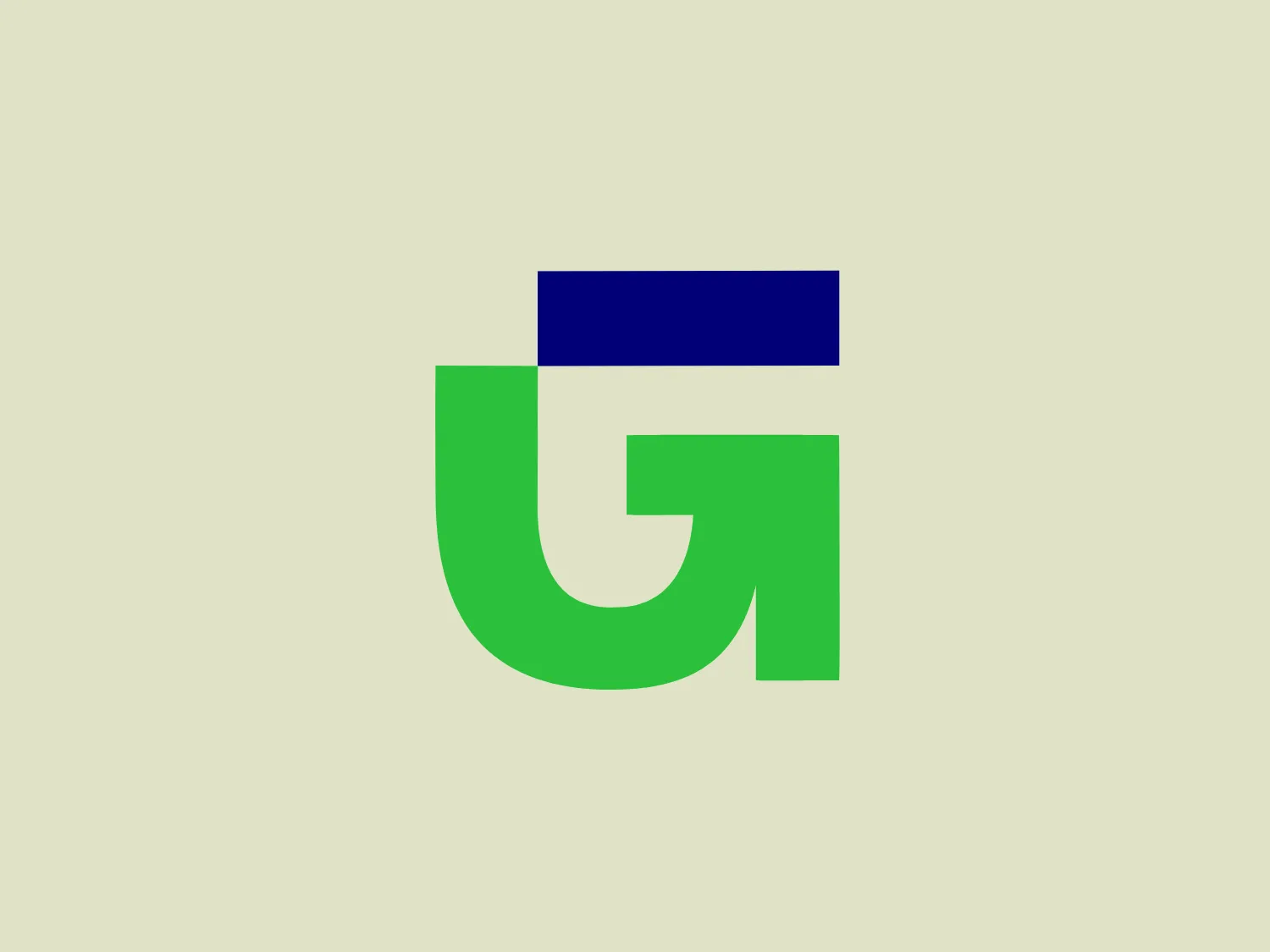 The Geneco logo is a bold, geometric design with a distinctive interplay of shapes and colors. Resembling a stylized letter "G," it is composed of two juxtaposed elements. The upper part is a horizontal rectangle in deep blue (#0000FF), while the lower part curves into a shape that rounds at the bottom in bright green (#00FF00). The logo features clean lines and right angles, contrasted by a sweeping curve, giving it a crisp, modern look. The main colors are set against a white background, emphasizing the simplicity and vividness of the logo.