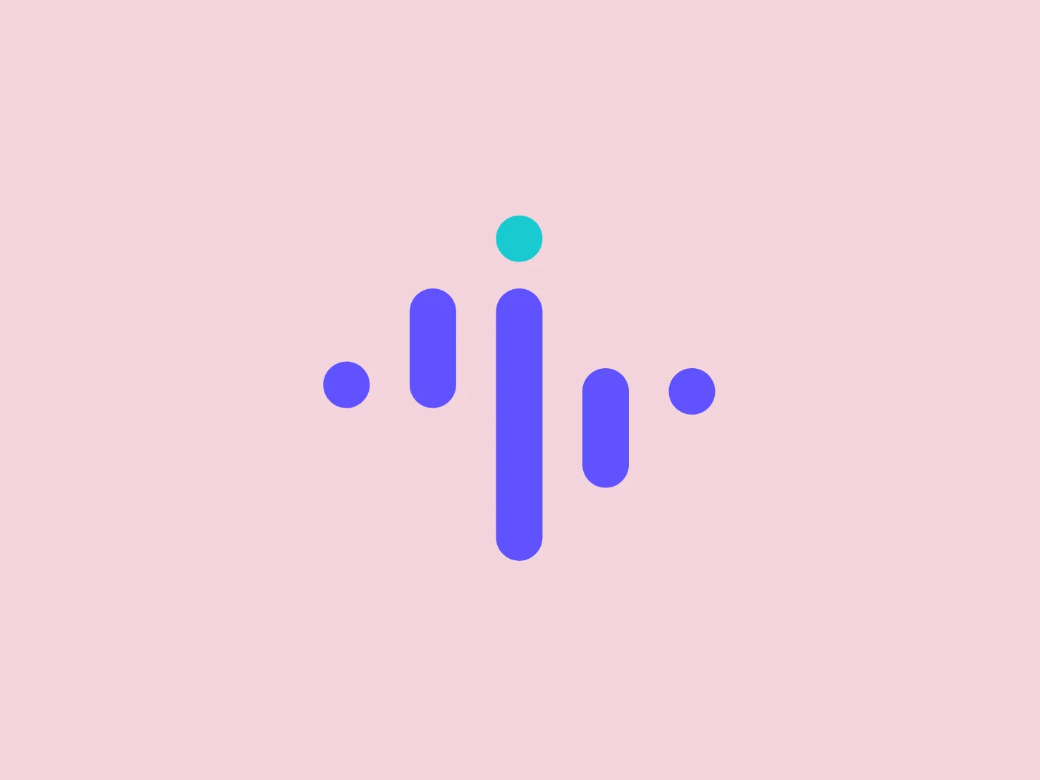 The Insightful logo features an abstract depiction of a sound wave or equalizer. It consists of five vertical bars that vary in height, arranged in a symmetrical pattern around a central, tallest bar. The bars have rounded tops, giving the design a soft, modern feel. The color gradient transitions smoothly from a deep violet on the left to a lighter blue on the right, with a small, bright cyan circle above the central bar. The use of gradient and the simplicity of the shapes contribute to a clean, digital look, suggestive of technology or music-related themes. Given the cool tones in the logo, a contrasting warm background would complement it well.