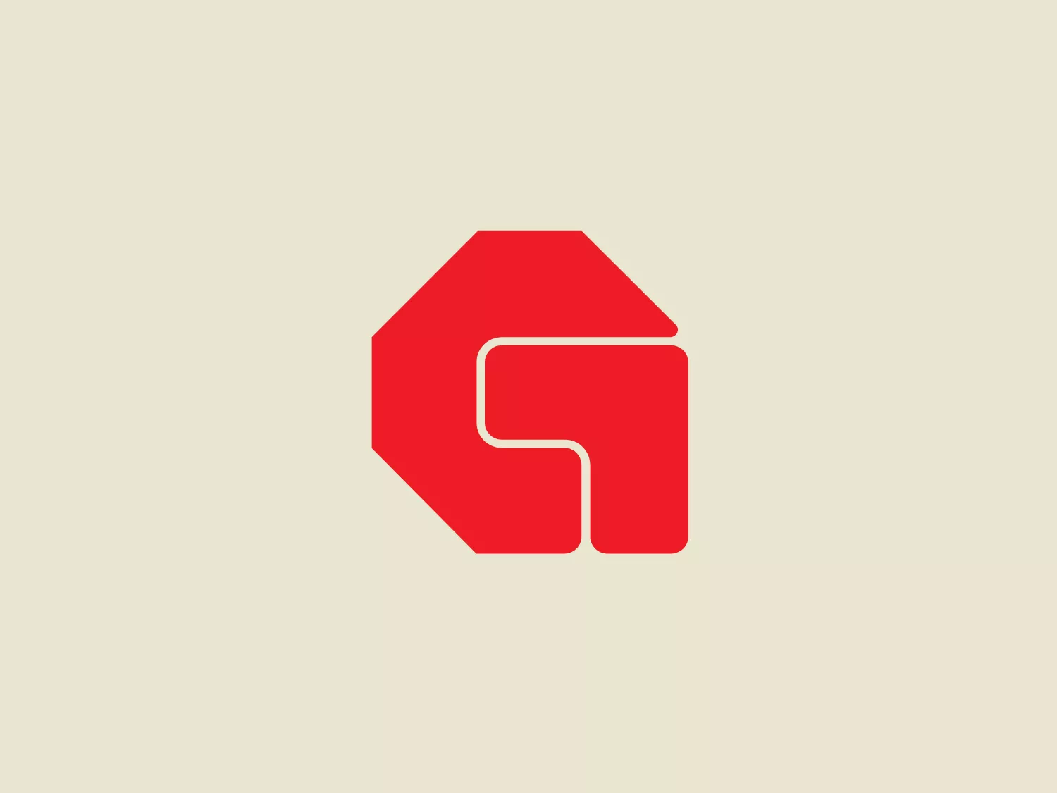 The Gammon logo is a stylized, geometric design consisting of a bold red shape that resembles a capital "D" with a negative space cut-out giving the appearance of a lowercase "f" on the inside right edge. It is flat and minimalist with no gradients or shadowing, conveying a modern and clean aesthetic. The logo is comprised of straight lines and sharp angles, giving it a dynamic and forward-moving feel. The use of negative space is clever, adding depth to the design while maintaining simplicity.
