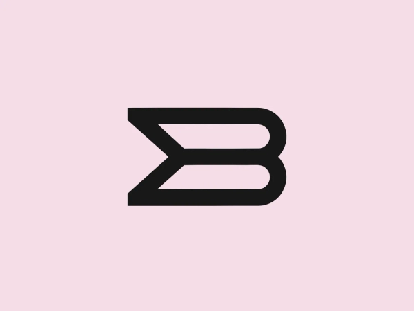 What catches our eye is the bold, modern stylization of the letter "B" with geometric influence, utilizing a vibrant royal blue color for a strong visual presence.
