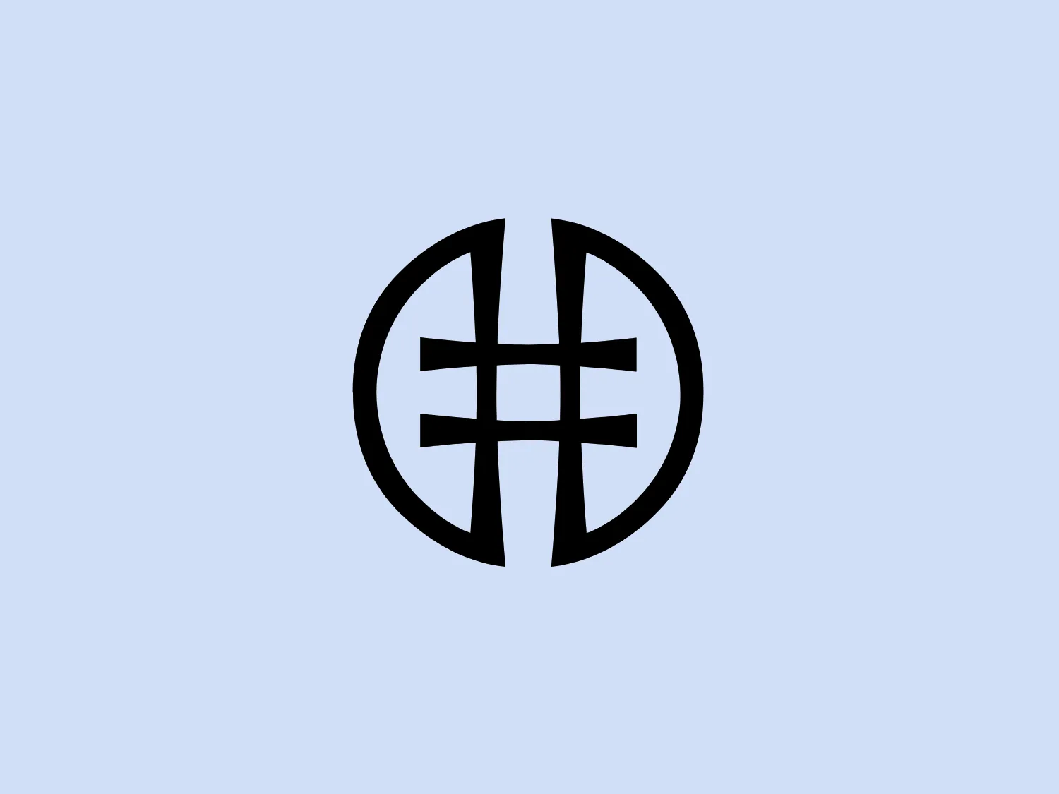 The Hrimnir logo boasts a straightforward, yet striking design with a monochrome color palette. It showcases a central, stylized hashtag symbol enclosed within a thick, circular border. The hashtag lines are evenly spaced and reach the inner edges of the circle, establishing a harmonious and balanced symmetry. The overall look is modern and minimalistic, with a powerful graphic presence that enables easy recognition at different sizes. The design evokes connectivity or networking, drawing on the hashtag's association with social media and online communication.