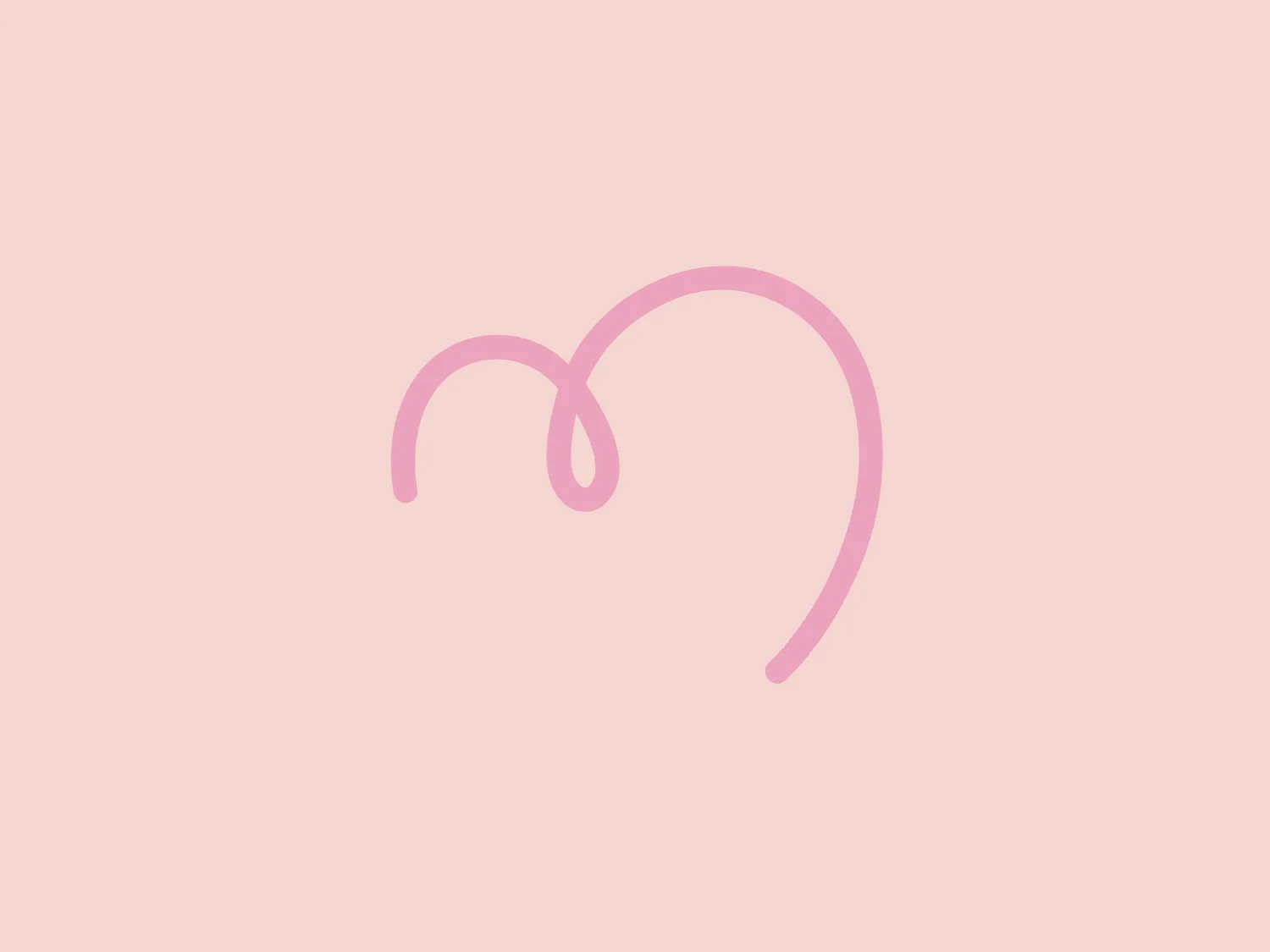 The McGrath Foundation logo appears as a stylized rendition of a heart. It is crafted with a single continuous, flowing line that creates an abstract representation of the typically symmetrical heart shape. The line starts on the left, loops around to form the first half of the heart, dips in the middle, and then loops around in the opposite direction to complete the shape. The logo uses a soft, pastel pink color that suggests tenderness and affection. It has a minimalist and modern design aesthetic with an elegant and effortless appearance likely aimed to convey love or care in a subtle, artistic way.