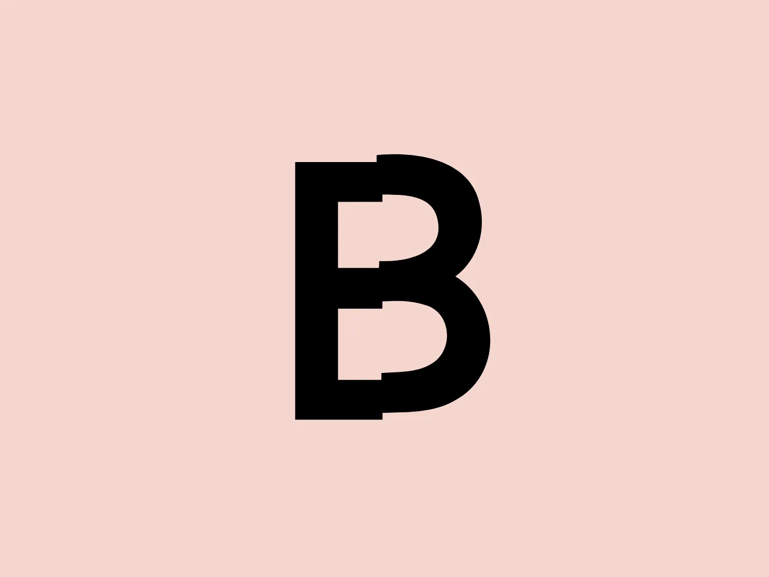 The Bergama Tiyatro Festivali logo features a bold, black letter "B" in a modern, sans-serif typeface with clean lines and sharp angles. The uniform coloring and consistent line weight exude stability and simplicity. This minimalist design is elegant, versatile, and adaptable across various mediums.