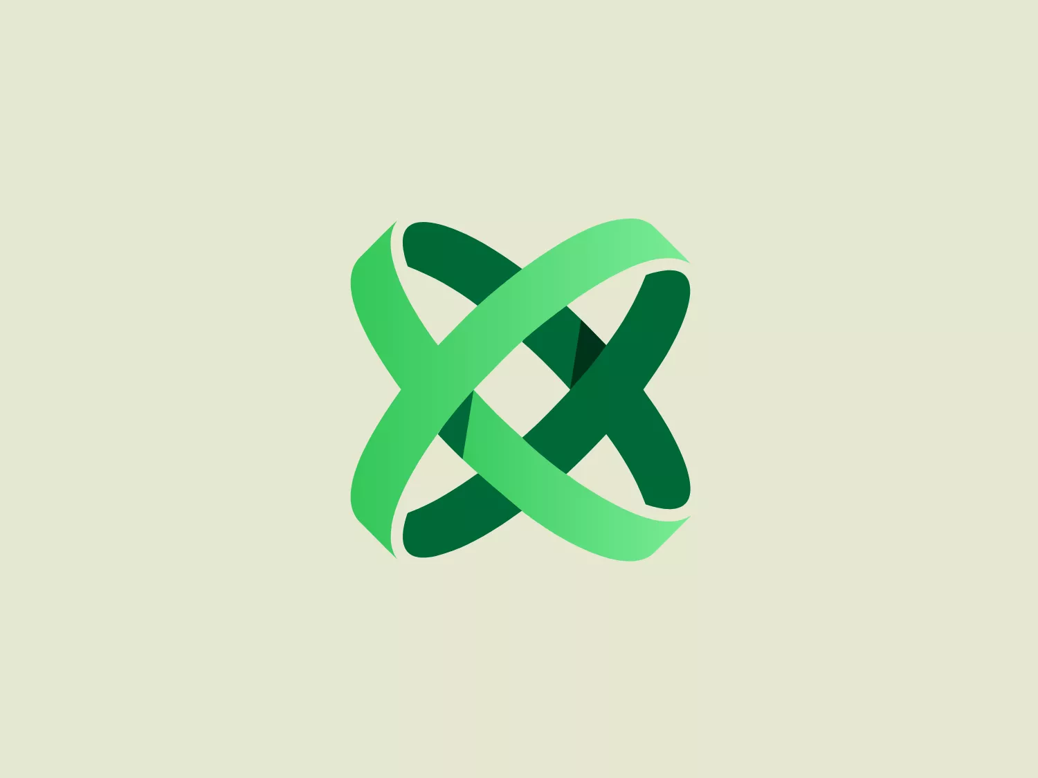 The BitX Capital logo showcases a stylized, abstract design with a dynamic feel. It comprises interlocking shapes resembling a three-dimensional impossible loop. The main elements consist of two intertwined ribbons with a gradation of green shades that provide a sense of depth and movement. The contrast between the lighter and darker greens enhances the interweaving effect. Overall, the logo presents a modern and clean appearance, suggesting innovation and connectivity.
