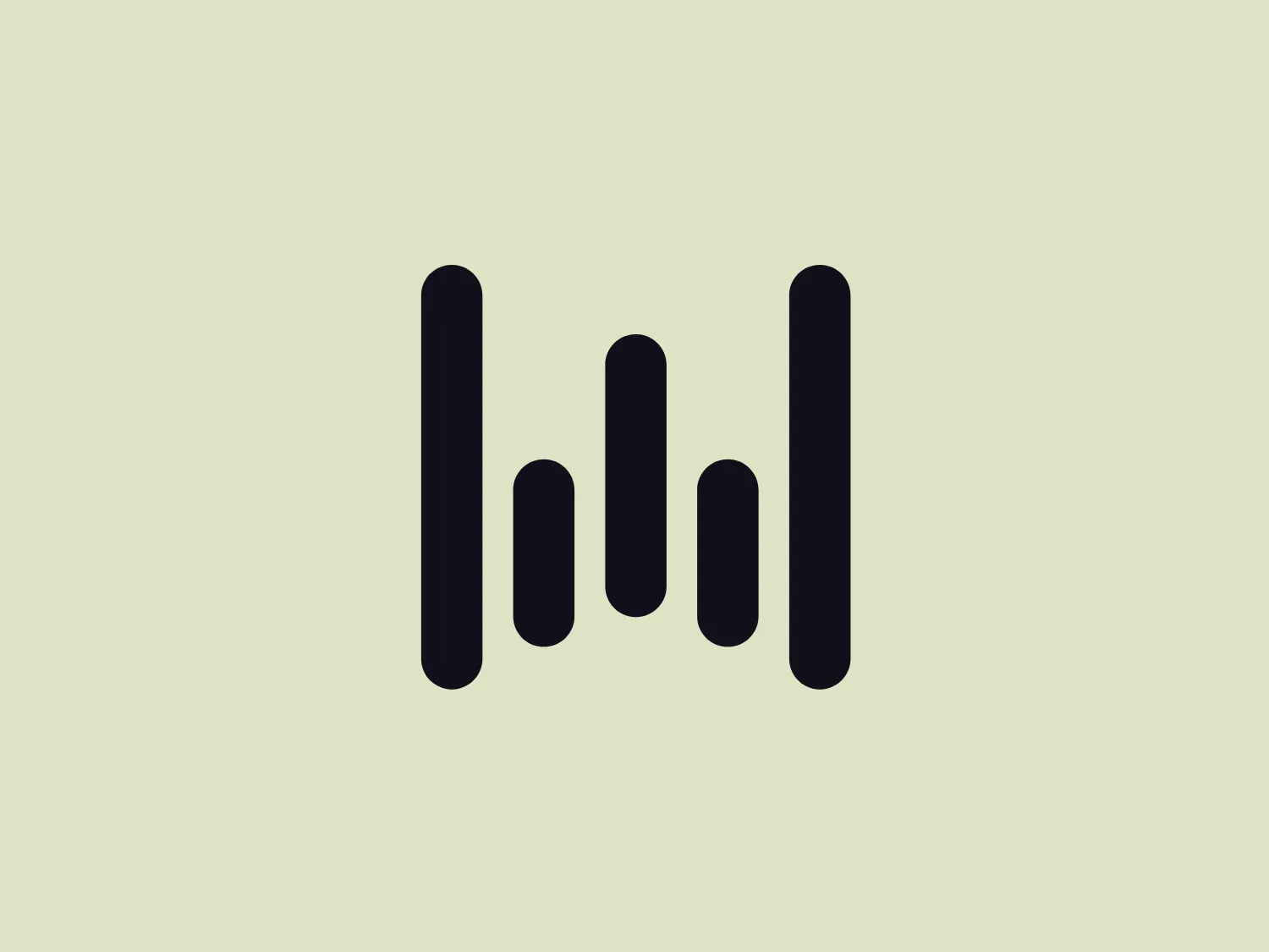 The Wispr logo features a design that resembles a stylized bar graph or audio equalizer. It consists of five vertical bars with varying heights, creating a sense of rhythm or progression. The bars are arranged in a symmetrical pattern where the central bar is the tallest, and the height decreases towards the outer bars. The color of the bars appears to be a dark shade, close to black. The design is minimalist, employing solid shapes without additional embellishments, and conveys a modern and professional appearance. Considering the color and simplicity of the design, a subtle background color would complement it well.