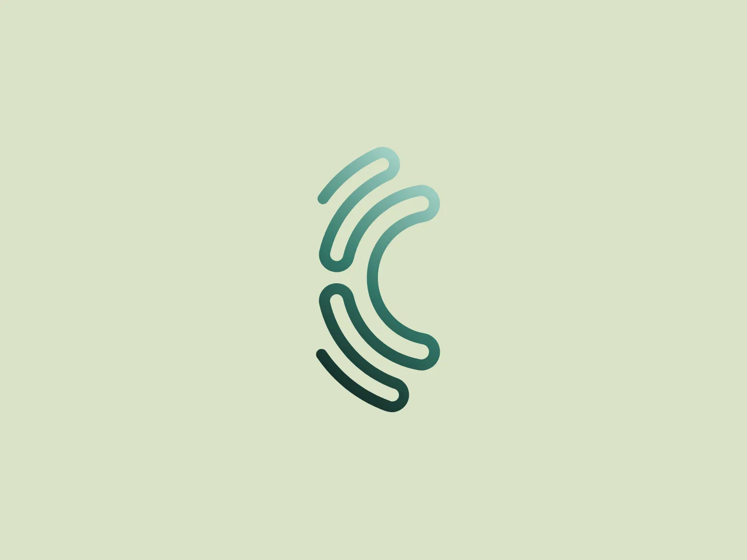 The Cognota logo features an abstract, dynamic shape formed by three continuous, intertwined lines. The lines create fluid, stylized "E" shapes or waves, alluding to connectivity and growth. The color palette transitions from dark teal to light green, adding depth and a sense of motion. This modern and minimalist design relies on shape and color to convey a confident brand identity.