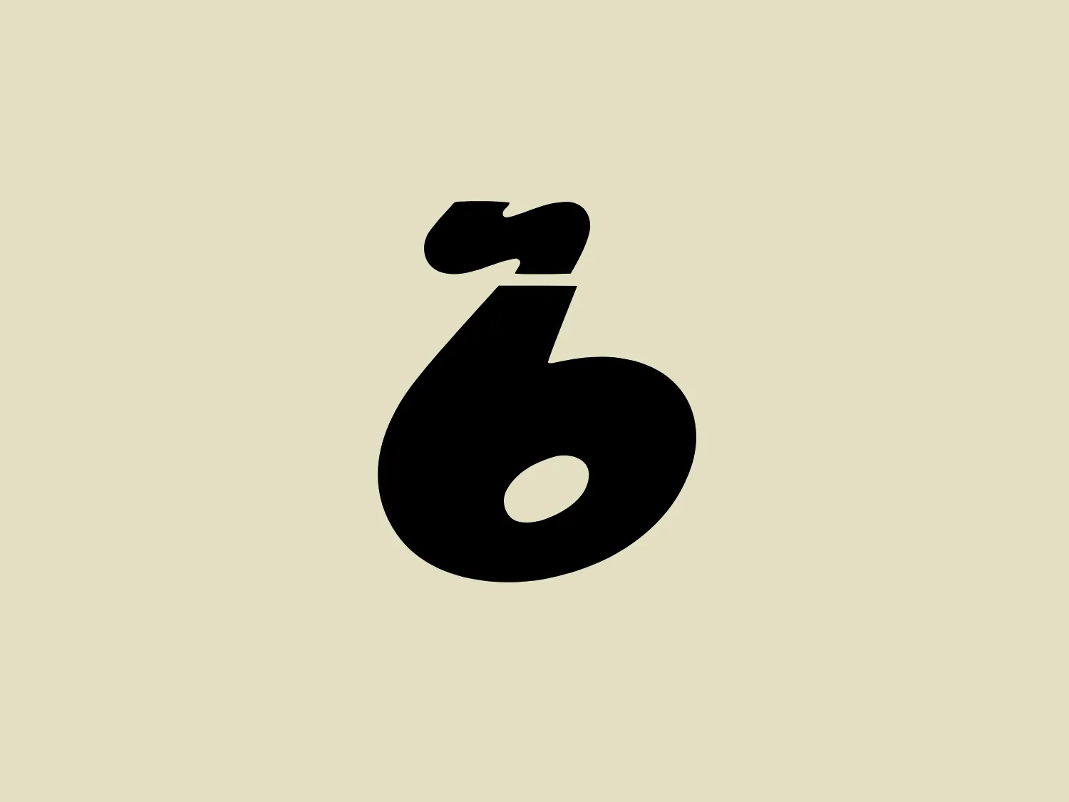The Buna Werke Schkopau logo is a stylized number "6" with a bold, modern design. It has a distinctive, flowing curvature that fuses both the circular part of the number and the upper loop seamlessly. The upper loop tapers into a squared-off end, giving it a unique and artistic flair. The color of the logo is solid black, making it versatile and prominent. It features a contrast of thick and thin lines, contributing to its dynamic and contemporary aesthetic. The overall design is minimalistic and would stand well against a subtle background.