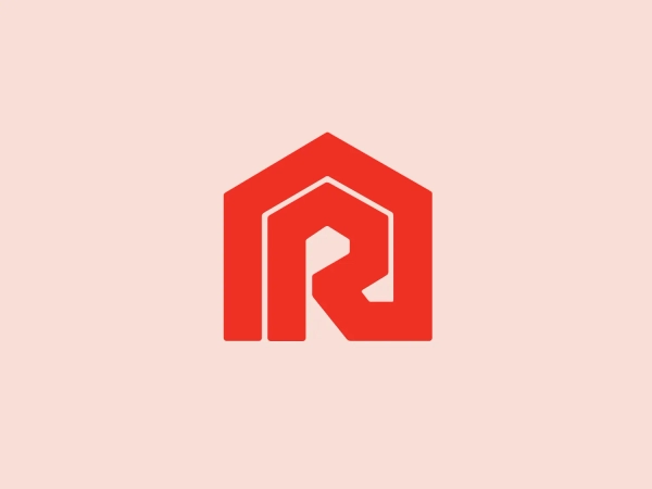 The Ruscilli logo features a modern and stylized design with a bold, geometric shape resembling a house or an upward-pointing arrowhead. Integrating a stylized uppercase "R" seamlessly within the walls, the vibrant and solid red color exudes confidence and energy. The minimalistic aesthetic and effective use of negative space convey stability, progressiveness, and an impression of enclosure or shelter.