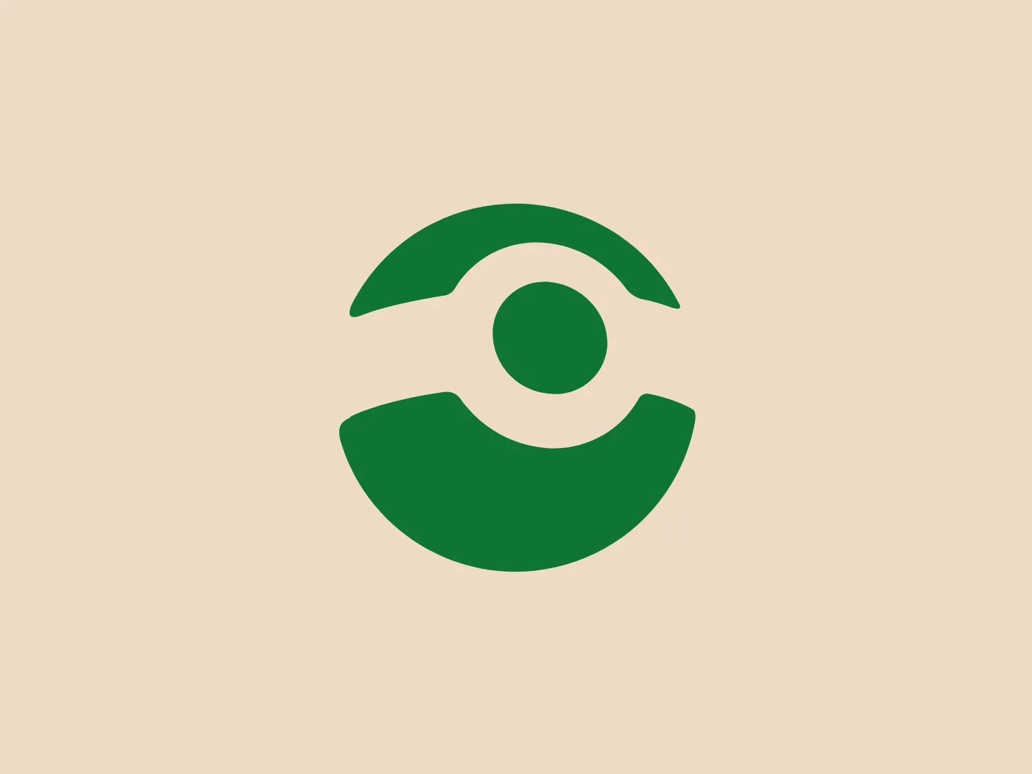 The Doro logo features an abstract design that resembles an eye viewed from the front. It is composed of two shades of green, utilizing negative space to define the eye's shape. A dark green arch forms the upper eyelid, while a lighter green semicircle represents the lower part of the eye. A full dark green circle in the center serves as the pupil, completing the eye motif. The overall design aesthetic is modern and minimalist, with clean lines and a simple color scheme. This logo could represent vision, observation, or eco-friendly concepts.