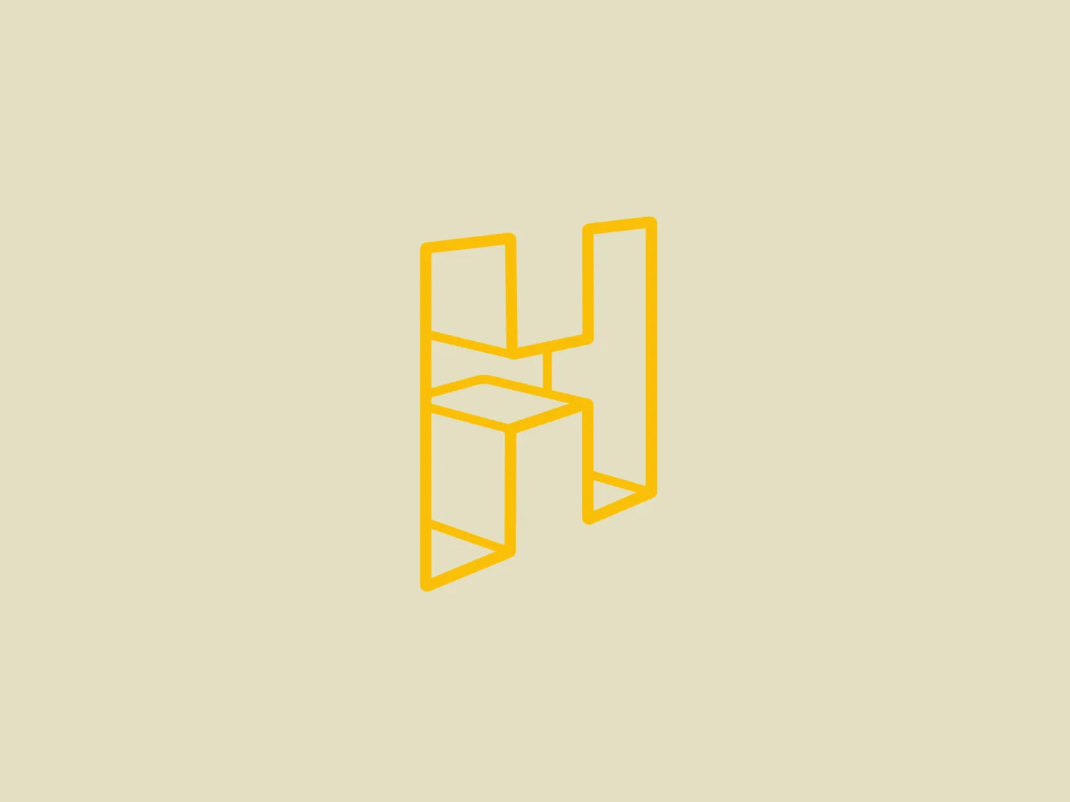 Business Name: Howe Baugeschäft The logo for Howe Baugeschäft is a stylized "H" composed of geometric shapes creating a 3D effect. Constructed from elongated hexagons and rectangles with sharp angles, the bright yellow color with gradient gives depth to the design, creating shadows and highlights. The overall aesthetic is clean and professional, suitable for technology or corporate branding.