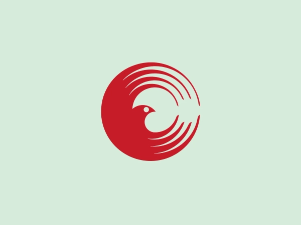 The Canada Life logo showcases a minimalist and dynamic design featuring a stylized bird, reminiscent of a phoenix, enclosed within a circular form. The logo employs a bold, solid red hue against a neutral white background, creating a distinct visual impact with a sense of grace and energy.
