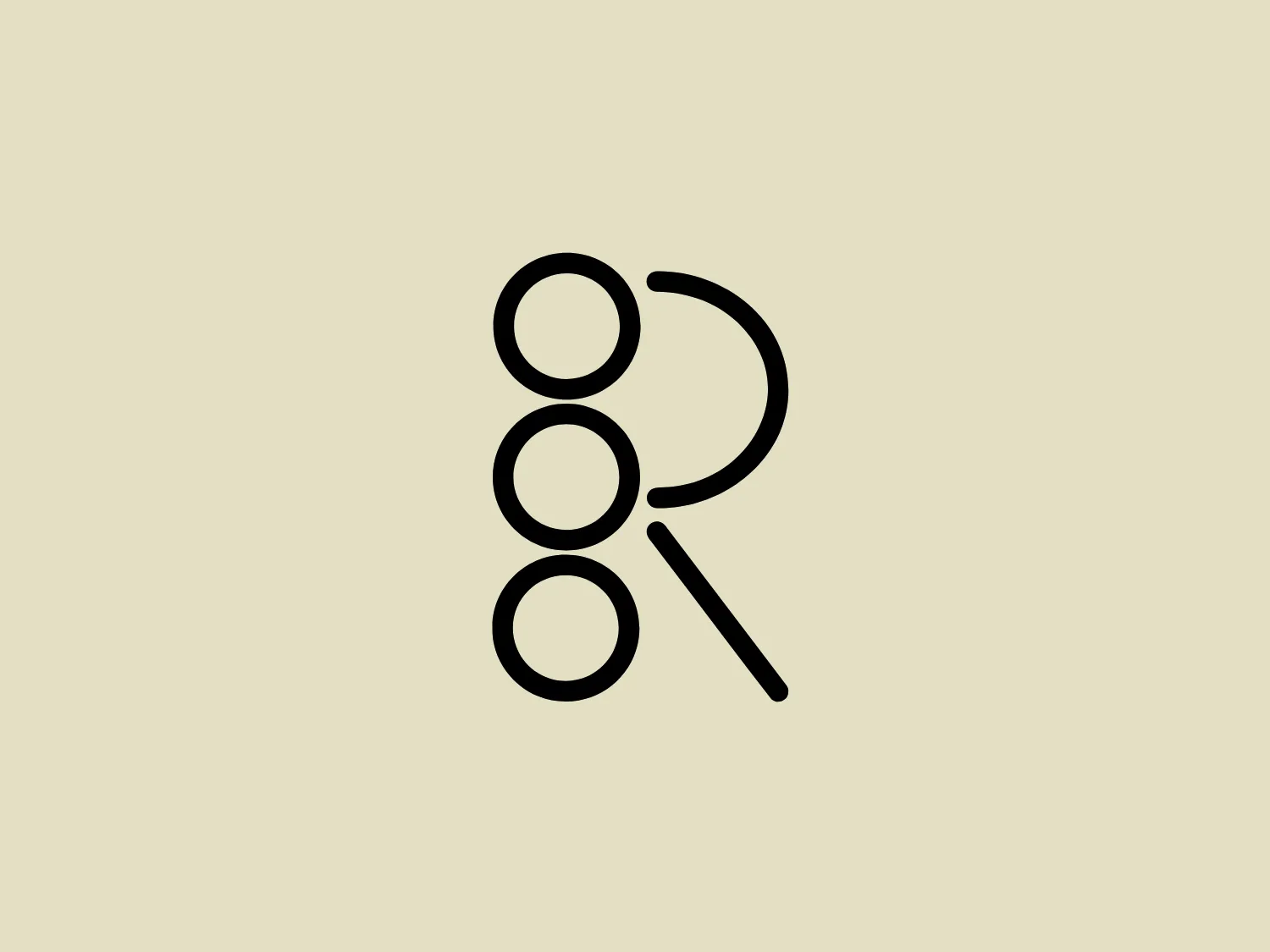 The logo for Routine Journal features a minimalist design with four circles and a curved line arranged to resemble a stylized letter "B" or bubbles being blown from a wand, with the curved line serving as the handle or trail. The monochromatic, solid black design with clean lines and clever use of negative space creates a modern and sleek aesthetic. The geometrically simple shapes come together to form a dynamic and visually captivating image.