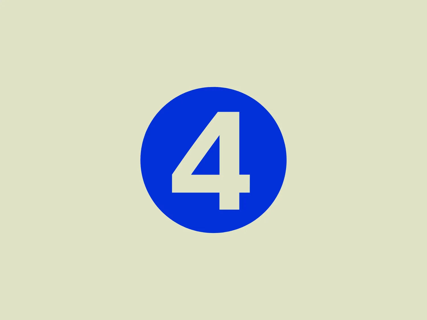 The BBC Radio 4 logo has a bold numeral "4" at the center, set against a vibrant blue circular background. The '4' is stylized with sharp, straight lines and has no serifs, giving it a modern and digital feel. Its white color contrasts starkly with the blue, enhancing its visibility. The blue circle has a flat design without any gradients or shading, contributing to the logo's simplicity and contemporary appeal. The use of white space within the circle around the '4' further emphasizes the number, making it the focal point of the design.