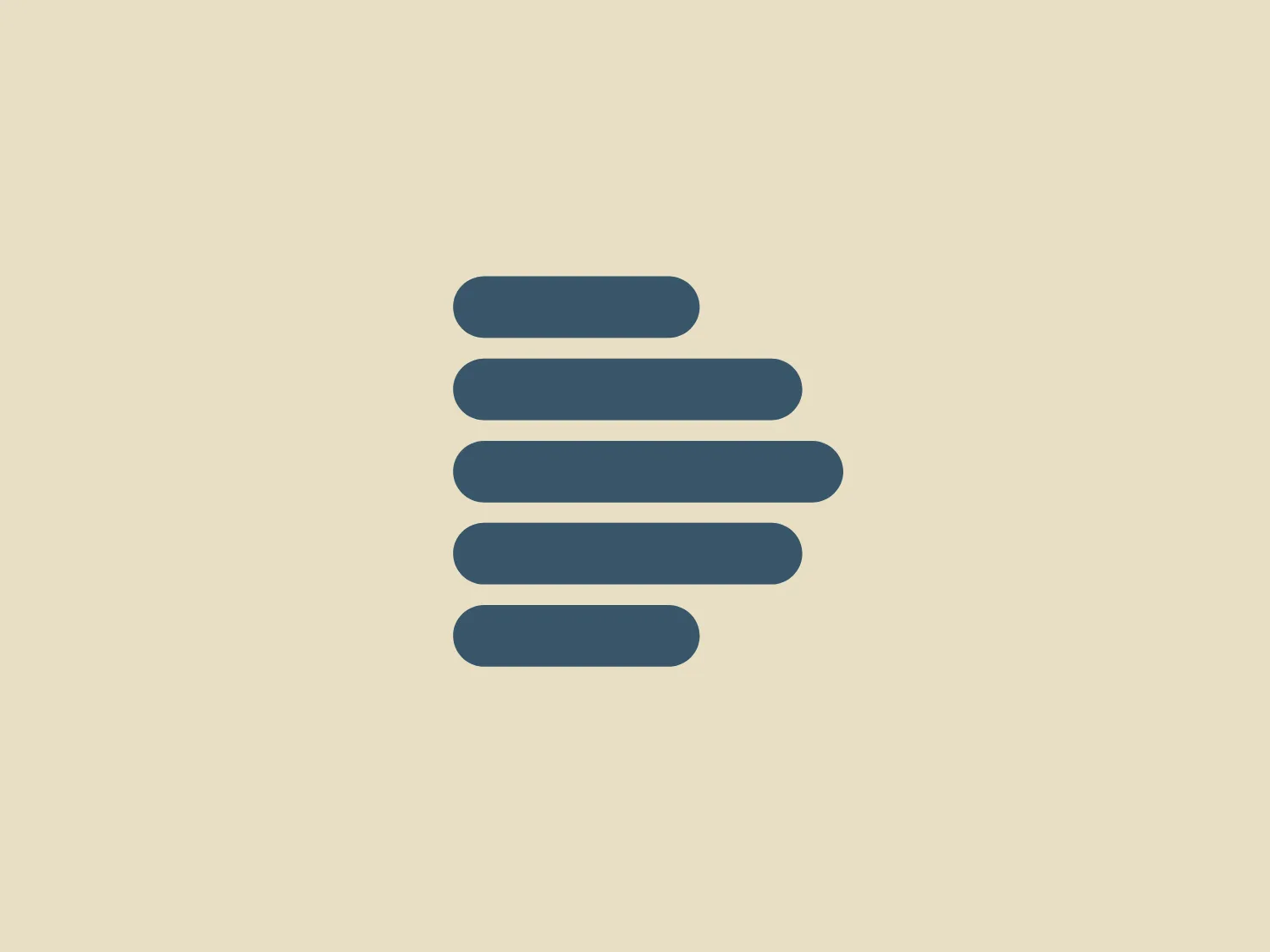 Dekton's logo presents a minimalistic design comprising five horizontal bars of varying lengths, arranged to form an abstract E-shape. The rounded ends of the bars contribute to a modern and soft appearance. The color of the logo is a deep, muted blue, evoking a sense of professionalism and stability. The design is clean, simple, and easily scalable, making it versatile for various applications. A light and neutral tone hexcode could complement this logo as a subtle contrast while maintaining the minimalist aesthetic.