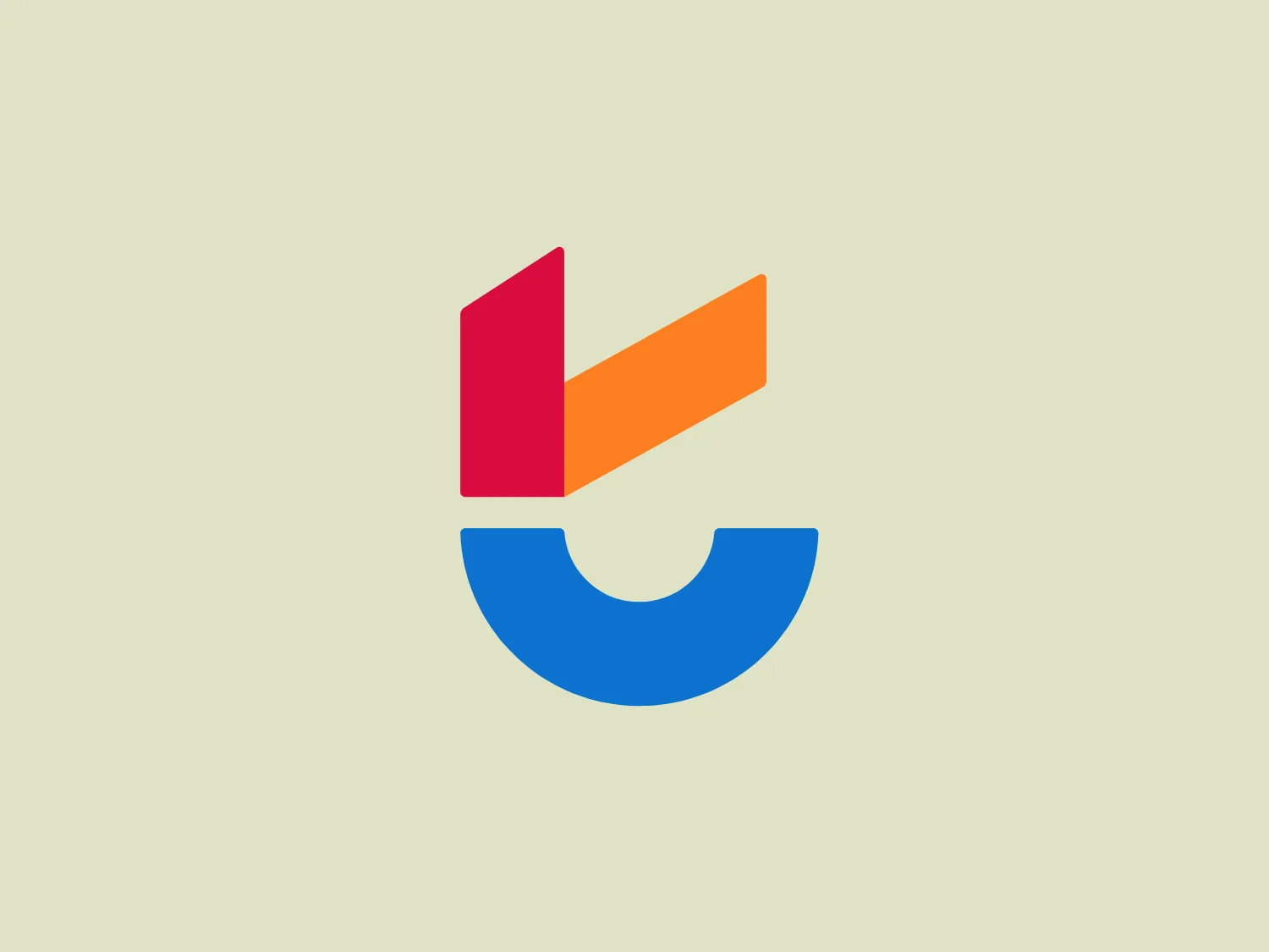 The Trivago logo features a stylized, geometric design with a modern aesthetic. It consists of three shapes resembling an abstract formation of a letter or symbol. The first shape is a vertical rectangle in a bold magenta (#E91E63), the second is an angled orange (#FF9800) rectangle conveying motion or change, and the third is a semi-circular shape in a deep sky blue (#03A9F4), anchoring the design with a sense of stability. The shapes are arranged to create a sense of interconnectivity and dynamic balance. The vibrant color palette is eye-catching and evokes a sense of creativity and innovation.