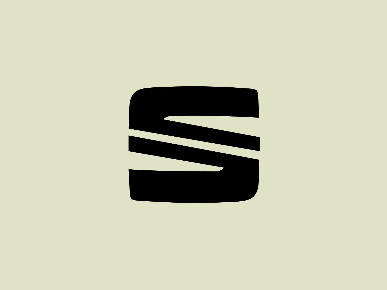 The Seat logo features a bold, abstract design consisting of a black shape that resembles a stylized letter 'S' contained within a square. The 'S' is formed by three diagonal bands that cut through the square, creating a dynamic and modern appearance. This design is simple yet striking, with a clear use of negative space that enhances its visual impact. The logo's minimalistic style gives it a versatile and timeless quality.