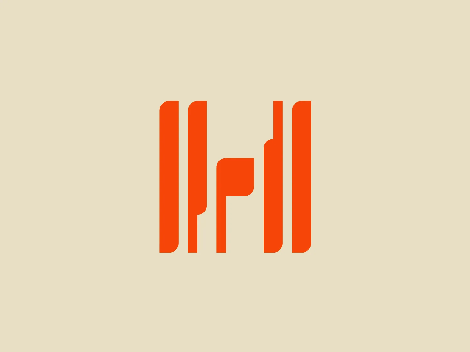 The Harvest logo is a stylized representation of the letters "H" and "d" merged into a bold, vibrant orange design, emphasizing symmetry and geometry. The distinctive gap suggests connectivity or interaction, while the sleek, minimalistic approach creates a contemporary feel suitable for various applications, with the use of negative space adding visual interest.