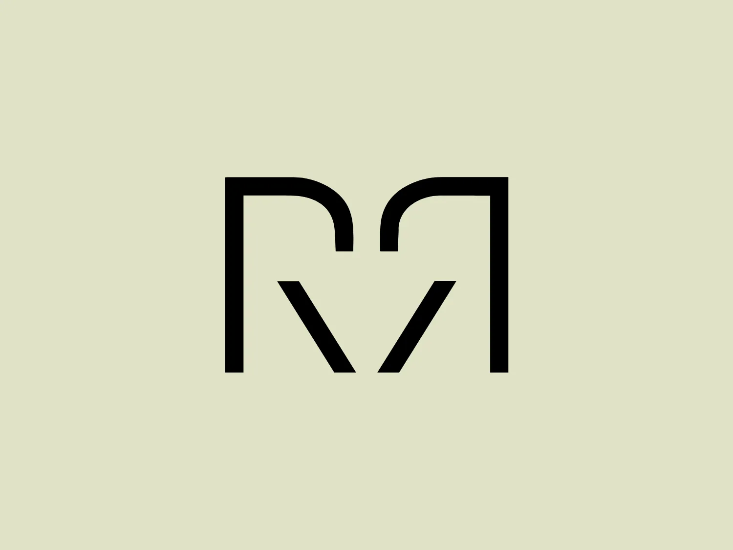 The Marra Cosmetics logo showcases a sleek, modern monogram that combines the letters "R" and "M" in a bold, geometric design. The solid black color exudes a versatile and professional vibe. The "M" is nested within the "R," creating a unified symbol. The minimalist and contemporary aesthetic, with an emphasis on symmetry and alignment, adds a touch of simplicity and elegance to the logo.
