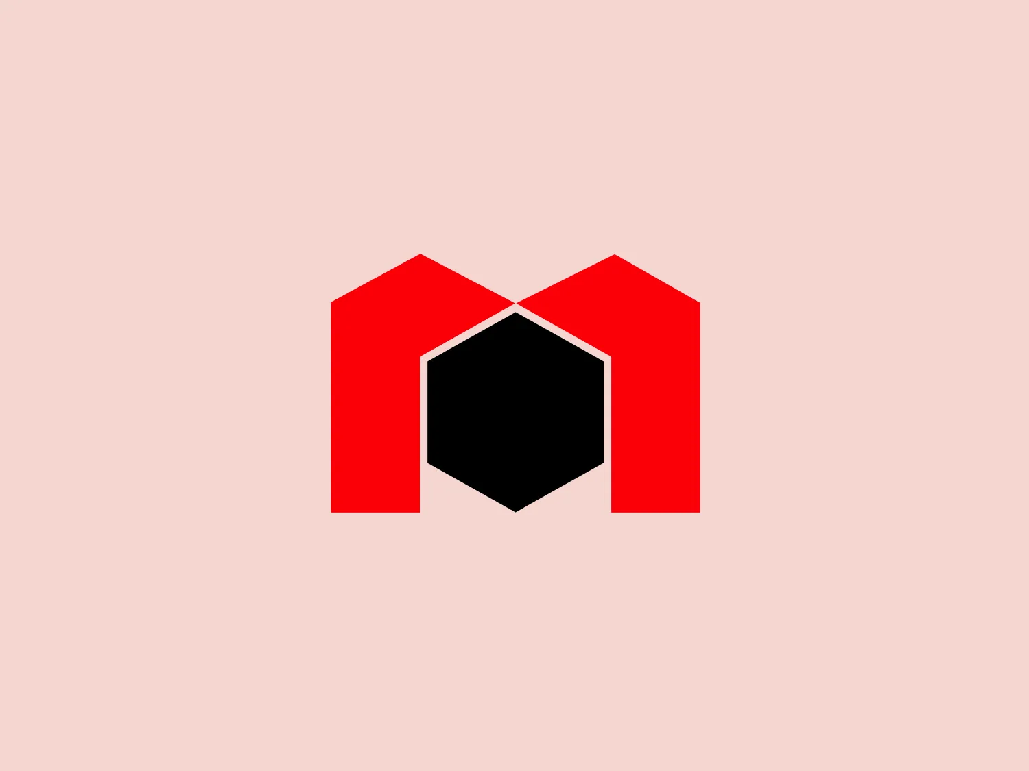 The Multirent logo features a bold geometric design with two red blocks resembling stylized letter "M" on either side of a central black hexagon. The rich red creates a sense of dynamism while the black adds a strong visual anchor. The overall aesthetic is modern and simplistic, hinting at stability and structure. The interlock between the hexagon and the red blocks suggests integration or partnership.