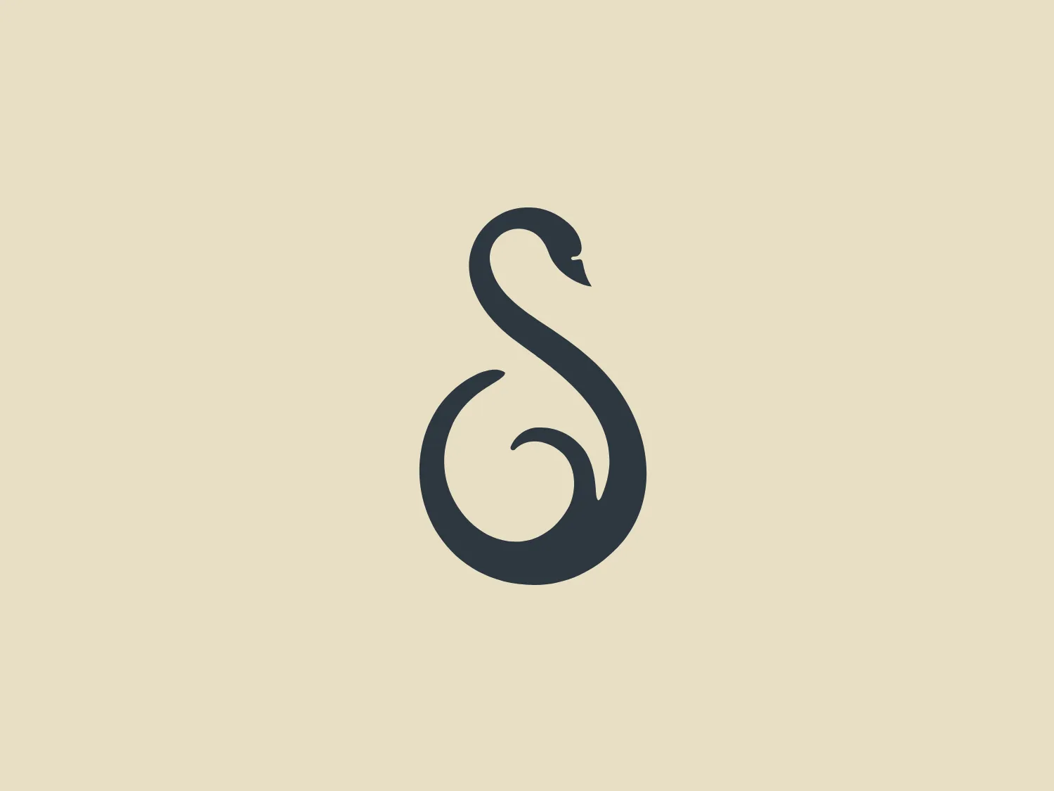 The logo presented is a stylized depiction of a swan, executed in a minimalistic and elegant fashion. Its form, created for Steckley Gooderham, is reduced to fluid, curving lines that create both the body and pronounced S-shaped neck of the bird, with a small space separating the beak from the neck line to define the head. The design is monochromatic, using a deep grey shade, which adds to its sophistication and modern appeal. It is a simple yet evocative design that communicates grace and simplicity.