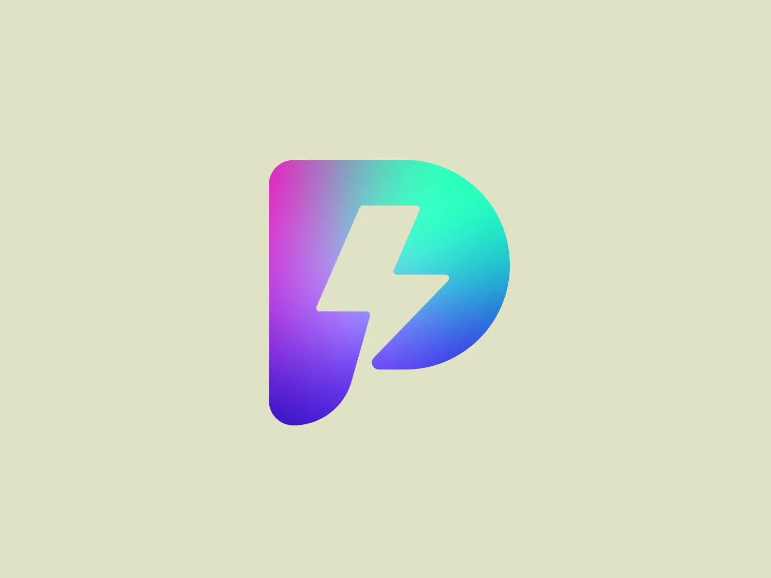 The logo for Pitches AI features a stylized, rounded letter "D" that encircles a lightning bolt, forming a contrasting space within the "D". The design is modern and dynamic, suggesting energy and motion. The color gradient flows seamlessly from a rich purple at the top left, through a vibrant pink and into a soft blue at the bottom right. The gradient gives the image depth and a 3D effect. Notably, the lightning bolt breaks the continuity of the "D", creating a striking visual element that draws the eye. Considering the color palette of the logo, a background that complements it without overpowering it would be ideal.