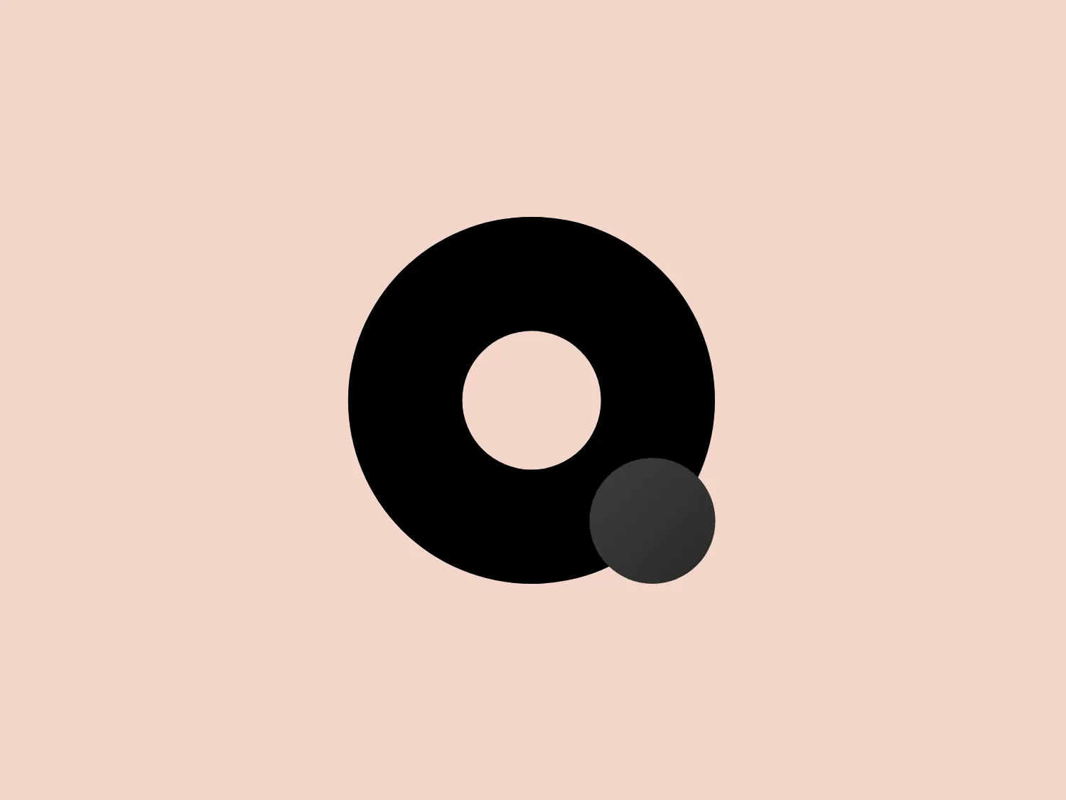 The QANDA logo showcases a simple and modern design, featuring a black circle with a smaller solid orange circle positioned on its lower right edge, both shapes touching at one point. The black circle features a prominent cut-out in its center, creating a doughnut-like shape. The contrast between the stark black and the bright orange gives the logo a bold and energetic feel. The clean lines and minimalistic design suggest a contemporary aesthetic that would be at home in a tech or design-forward brand.