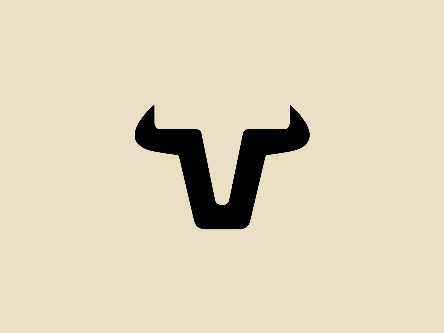 The Taur logo presents a stylized letter 'V' with bold lines, resembling horns or a bull's head, conveying strength and modernity. The minimalist design in black on a white background ensures versatility. For a suitable complementary background, a light, neutral color is recommended.