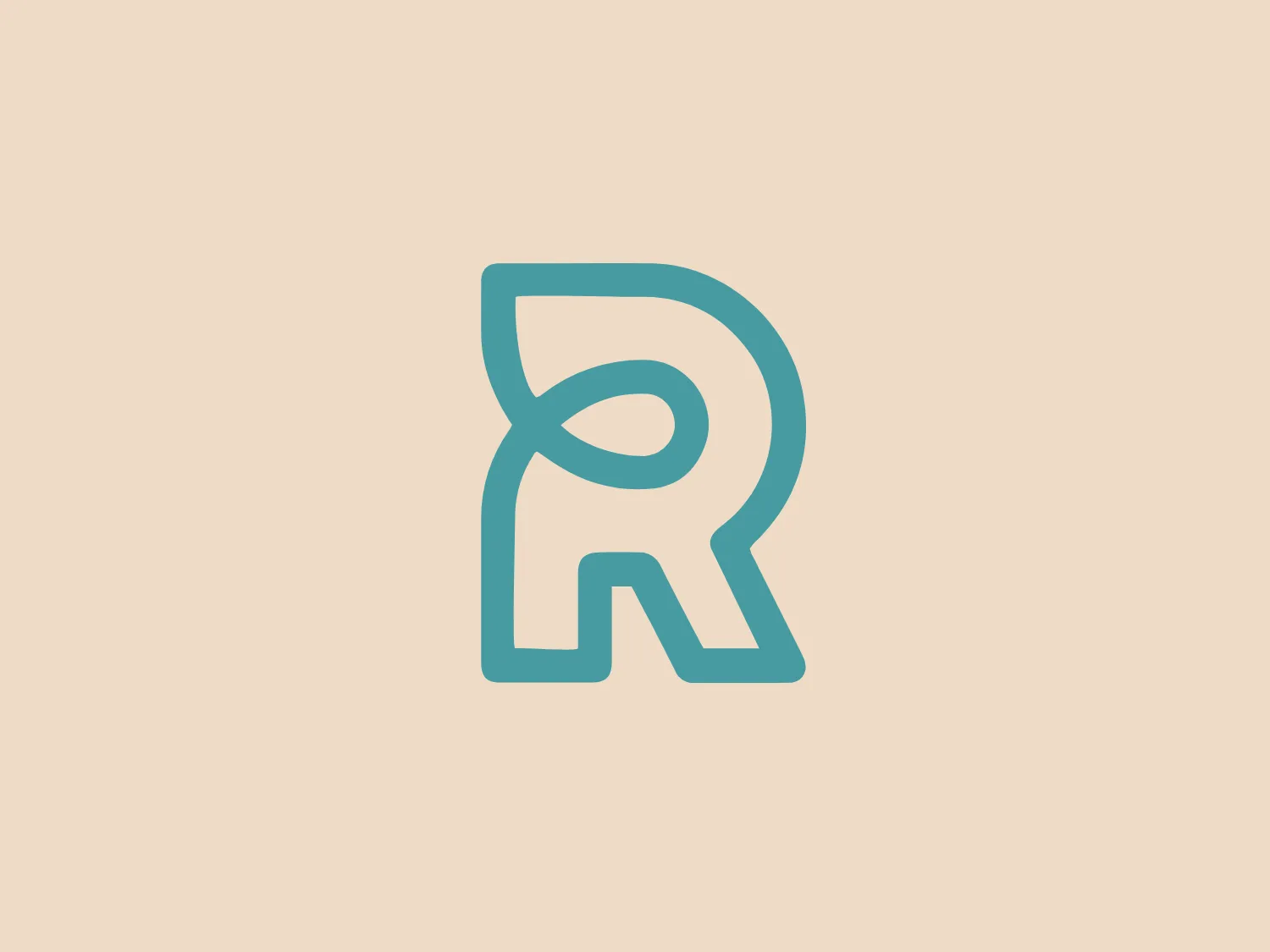 The Road Media Group logo features a stylized letter 'R' with a modern and fluid design. The letterform has soft, rounded edges and a distinctive cut-out on its right leg, giving it a unique and contemporary appearance. Its color is a soothing, pastel teal with a slight gradient that adds depth to the flat design, making it look sleek and professional. The thickness of the line varies slightly throughout the design, which accentuates the letter's curves and edges, enhancing its dynamic feel.