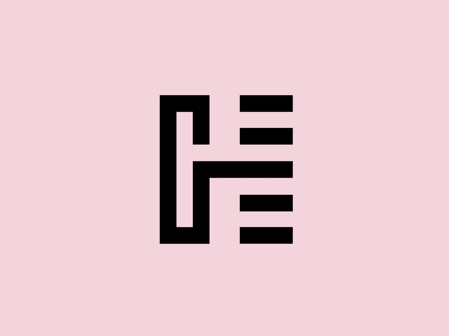 The logo for Heller Bau features a bold, geometric design that integrates the letters "E" and "H" into a cohesive mark. The letter "E" is horizontally aligned and shares one of its vertical lines with the "H", seamlessly merging the two letters. The solid black color provides strong contrast and a modern, minimalist aesthetic. The design is scalable and maintains its integrity when resized, making it suitable for various applications.