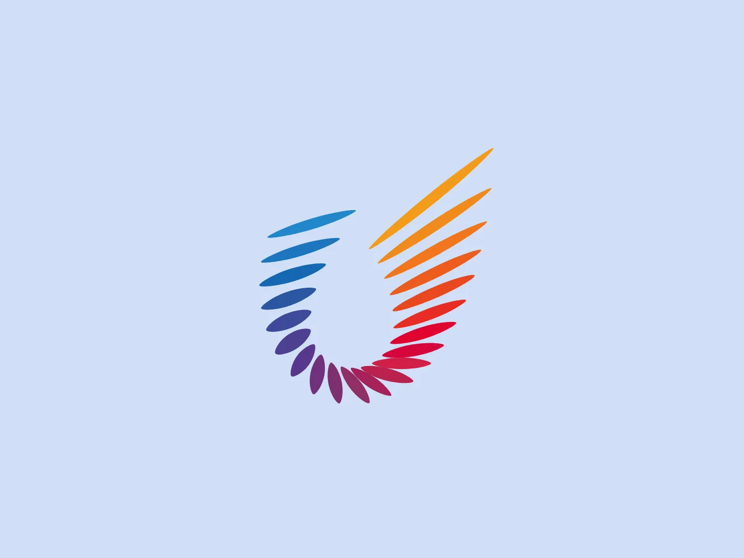 The UMW Group logo features a modern, dynamic design resembling a stylized bird in flight or a rotating pinwheel. It is composed of a series of elongated teardrop shapes, arranged to create the silhouette of a circular motion or a wing flapping. The colors transition smoothly across the spectrum from a cool blue on the left side through purples and reds to a warm yellow on the right side, giving the logo a vibrant, energetic feel. This gradient of colors adds depth and suggests movement or transformation. The design is minimalist yet bold, likely intended to convey innovation, diversity, or change.