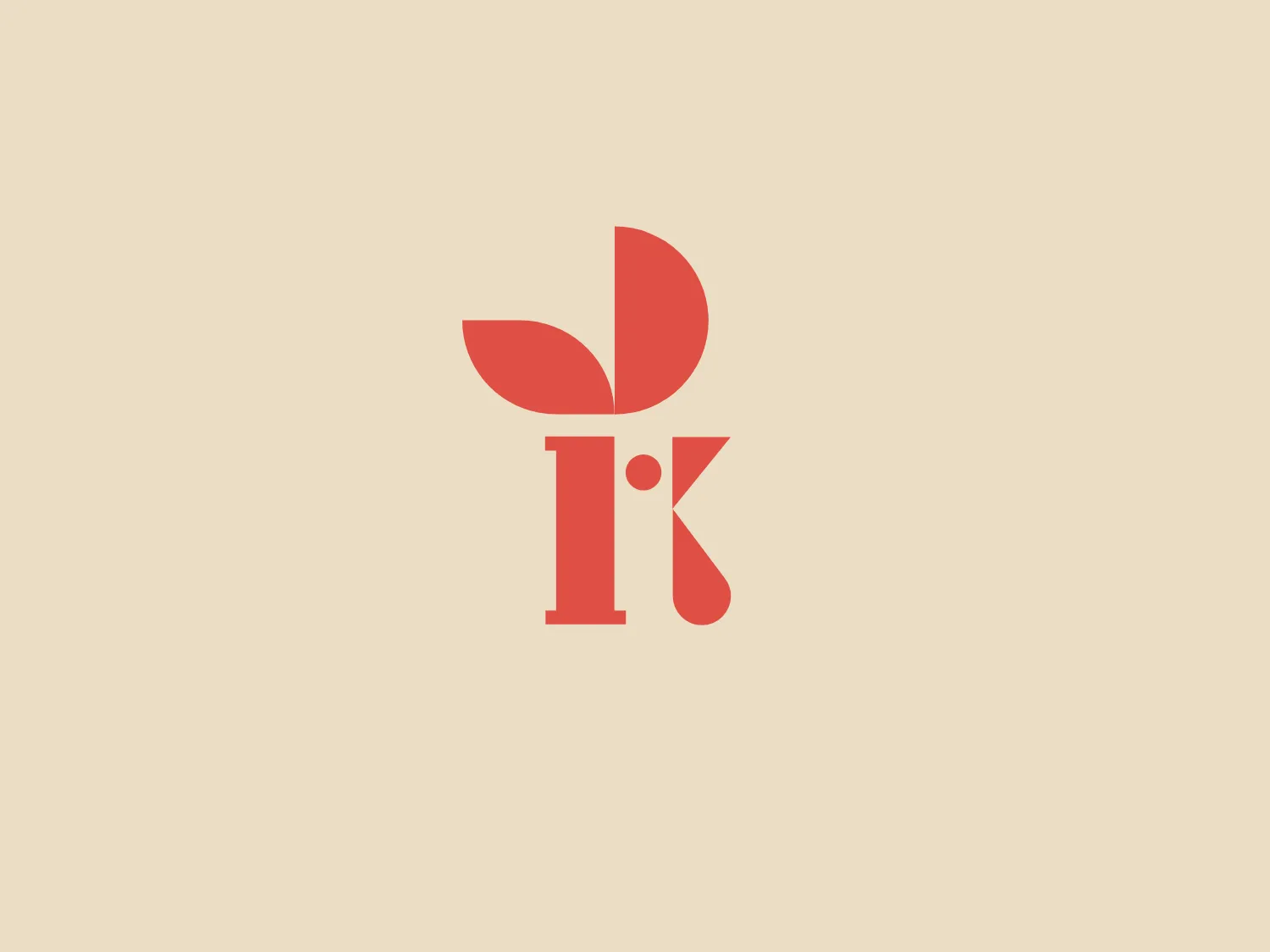 The Kirikri logo features a stylized representation consisting of two elements that create a unique form resembling both a leaf and an abstract human figure. The primary shape is an amalgamation of a large leaf form which also doubles as a figure's profile with a circular element that suggests a head. A secondary element, similar to a lowercase 'i' with a dot, is integrated seamlessly below the leaf-figure, sharing the same line weight and style. The Kirikri logo is rendered in a warm, terracotta-like shade of orange-red, conveying a sense of vibrancy and organic appeal. Its clean lines and modern design make it versatile and recognizable.