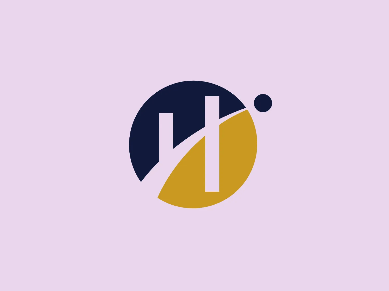 The Humber College logo features an abstract, geometric design composed of a dark blue semi-circle overlaid with two white, irregularly thick vertical lines that intersect with a smaller, off-center circle, all set against a mustard yellow circle that forms a crescent shape within the semi-circle. The stark contrast between the dark blue and mustard yellow gives the logo a bold and dynamic appearance, while the white lines add a clean, modern feel to the overall aesthetic. The design is simple yet effective in creating a sense of movement and balance.