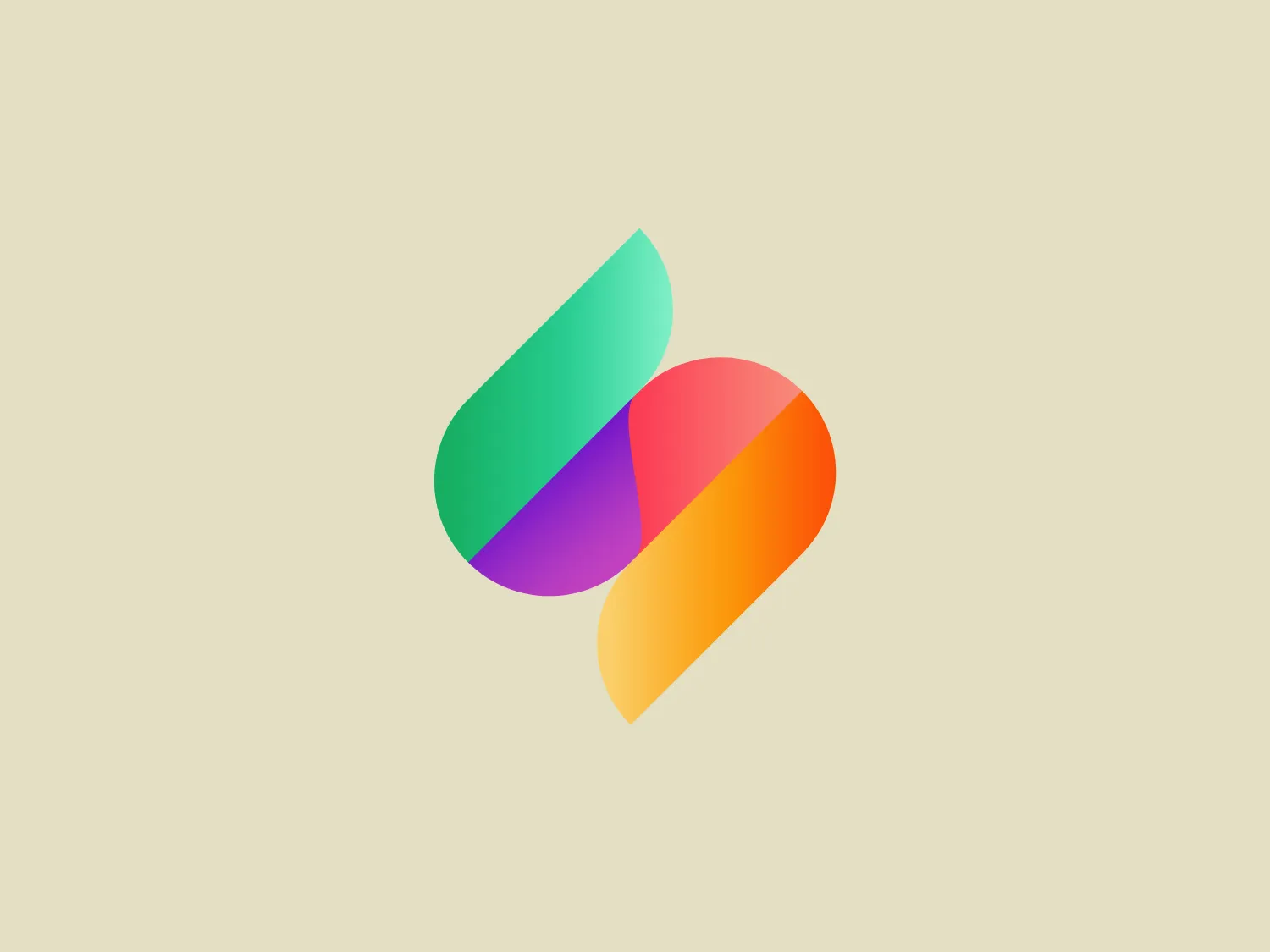 The Sezzle logo showcases an abstract design with two overlapping shapes resembling leaves or petals. The right shape transitions from a warm orange at the bottom to a deep red at the upper end, while the left shape transitions from a teal green at the top to a vibrant purple at the bottom. The overall aesthetic is modern and minimalistic, with a dynamic feel suggested by the gradients and curvature of the shapes. The interplay of colors creates a sense of depth and dimension, notwithstanding the logo's flat design.