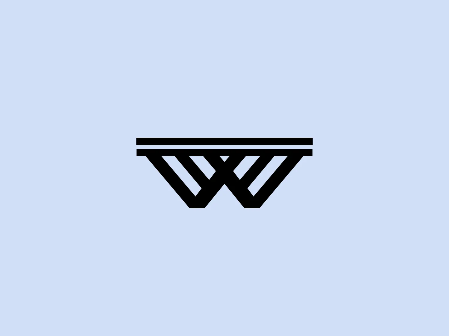 The War Soccer logo showcases a bold, geometric design with black lines and angles. The abstract shape resembles a letter W or an inverted pyramid with its top cut off. The use of negative space enhances its symmetry and modern appeal. The logo exudes strength and stability with its consistent line thickness and structured feel.
