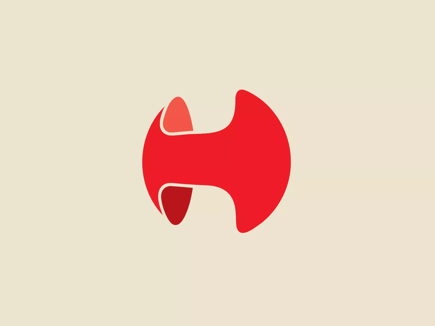 The Havells logo features a bold, abstract design with a singular shape that suggests dynamic motion or a mechanical part. It is comprised of a bright red, solid color without gradients or shading. The design has a slightly asymmetrical form with smooth, flowing curves that taper into sharp points on one side, giving it an organic yet engineered appearance. The overall aesthetic is modern and minimalist, with a strong visual impact due to its color and distinct silhouette.