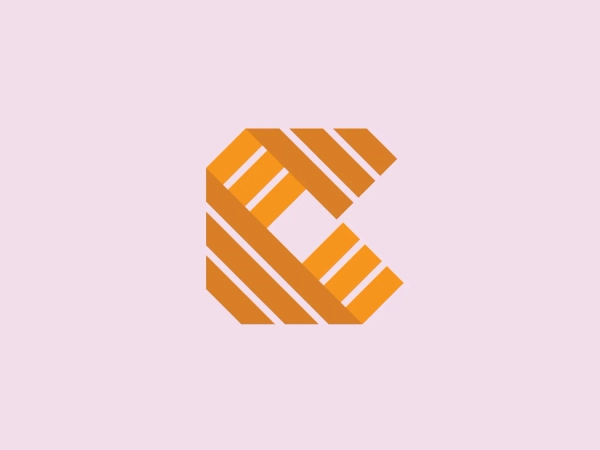 The logo for Coin Mining Central is a modern and dynamic representation of a letter formed from diagonal stripes in varying lengths. The design uses two shades of orange to create dimension and contrast. The innovative use of negative space adds movement and flow to the sleek and minimalist aesthetic, making the letter easily recognizable.